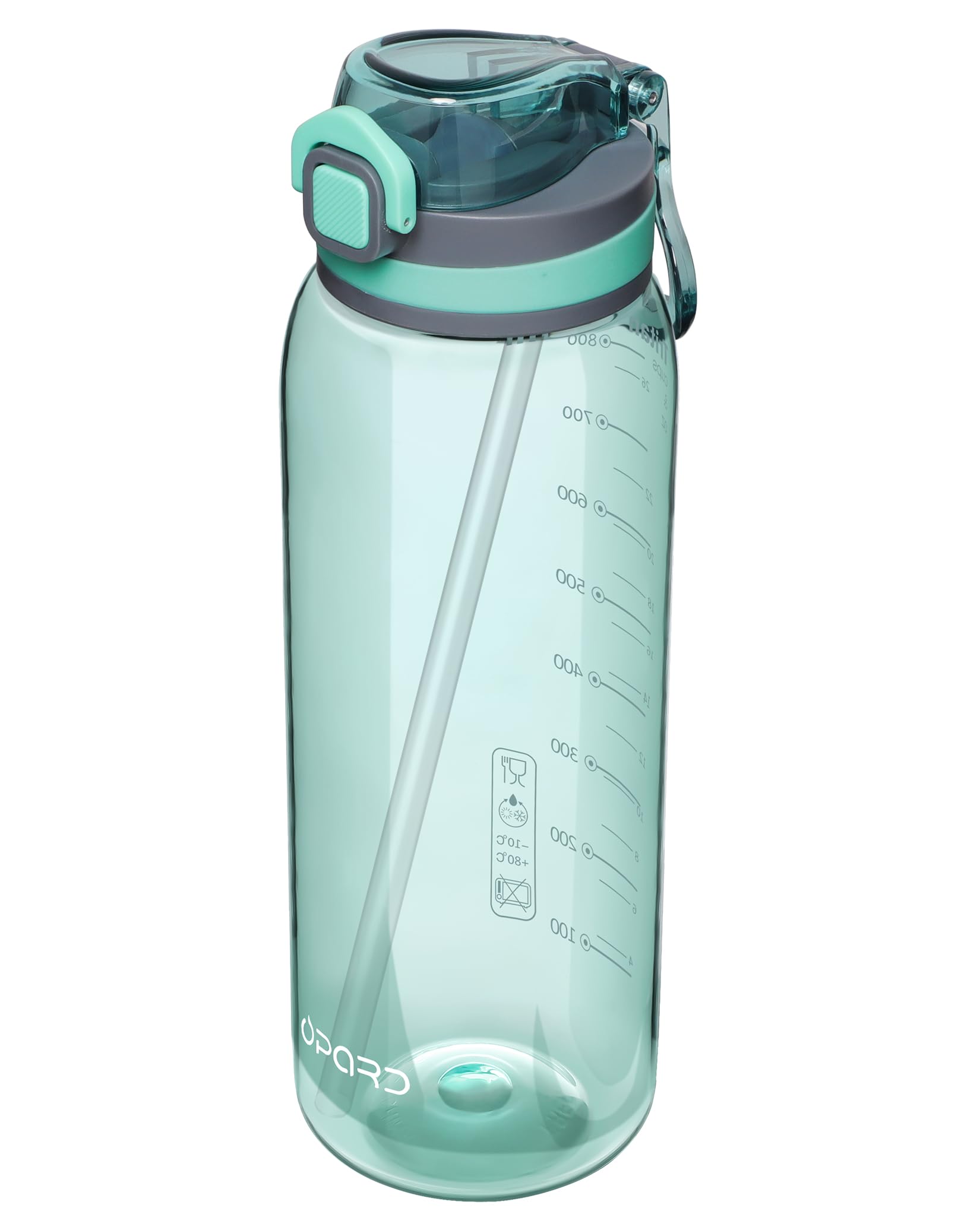 Opard Peak 1000 ml/32 oz Water Bottle with Straw Cap, BPA-Free, Leak Proof Flip Top Bottle
