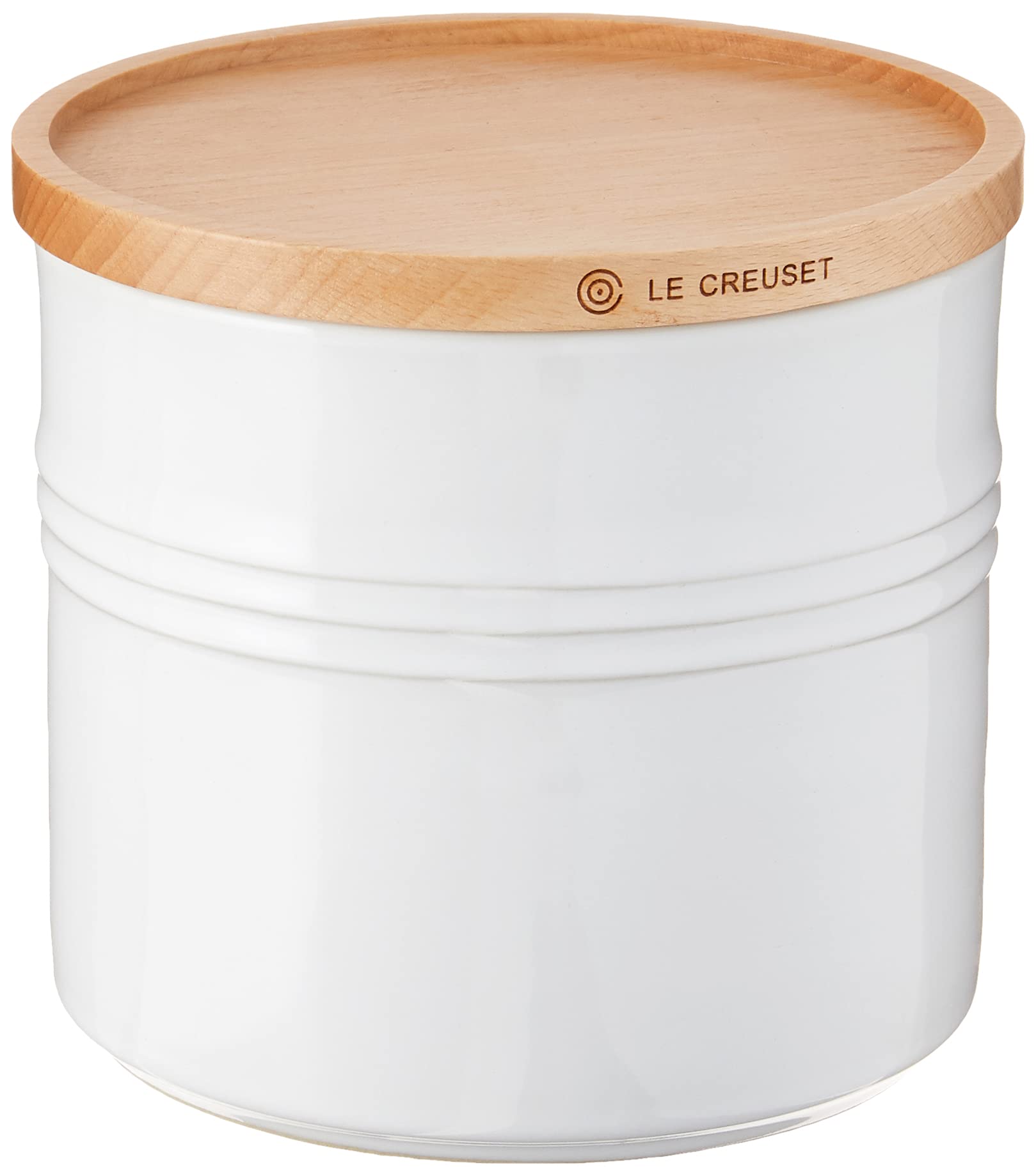 Le Creuset Stoneware Canister With Wood Lid, 1.5 Qt. (5.5'' Diameter), White
