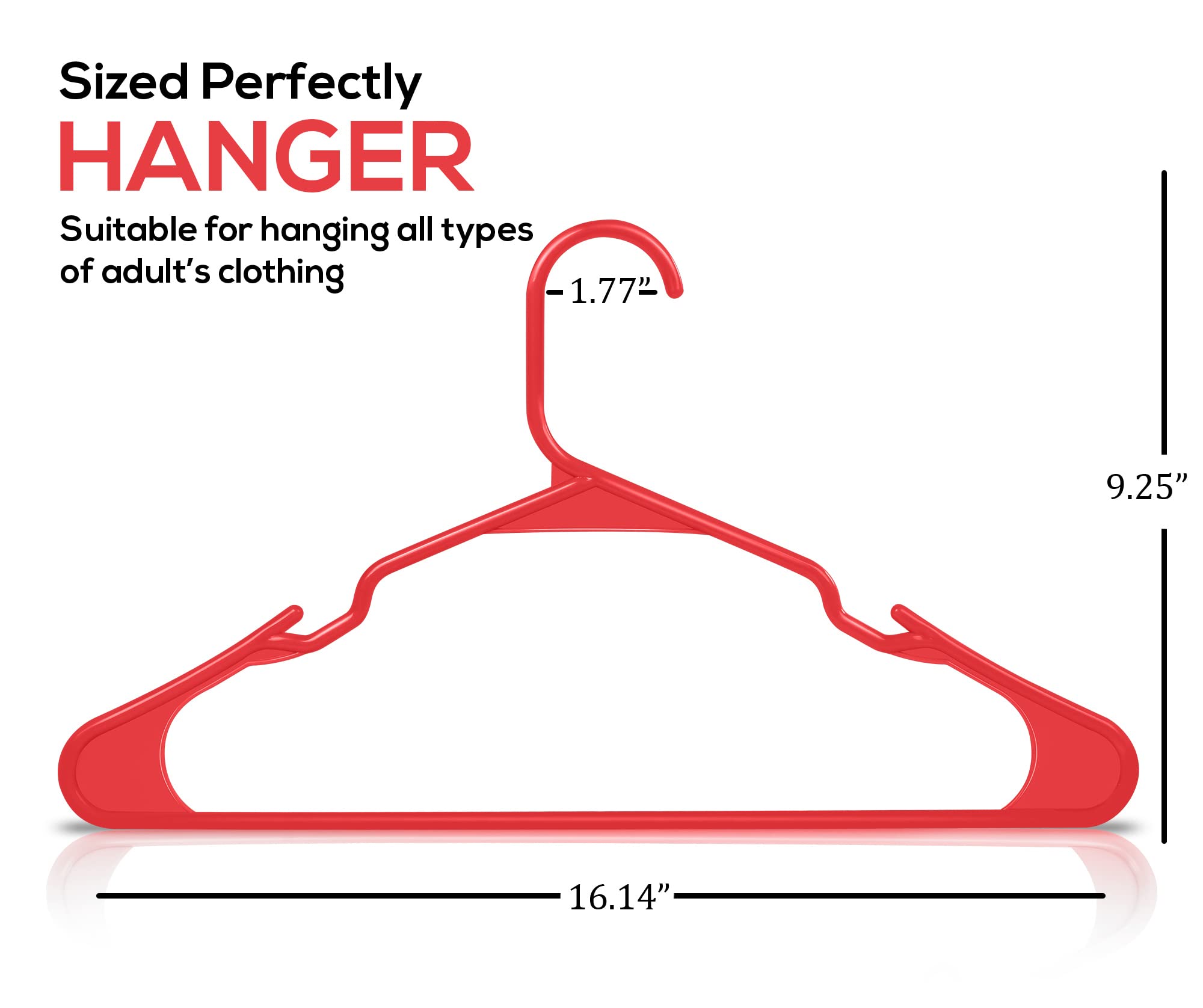 Utopia Home Clothes Hangers 30 Pack - Plastic Hangers Space Saving - Durable Coat Hanger With Shoulder Grooves (Red)