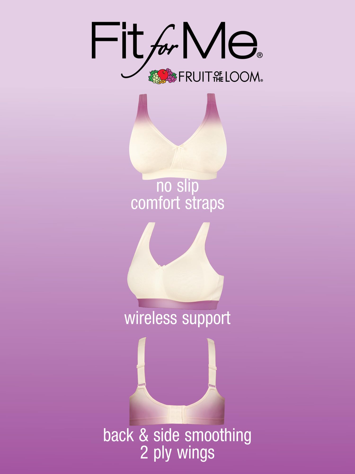 Fruit Of The Loom Womens Plus Size Wireless Cotton Full Coverage Bra, Sand, 40D Us