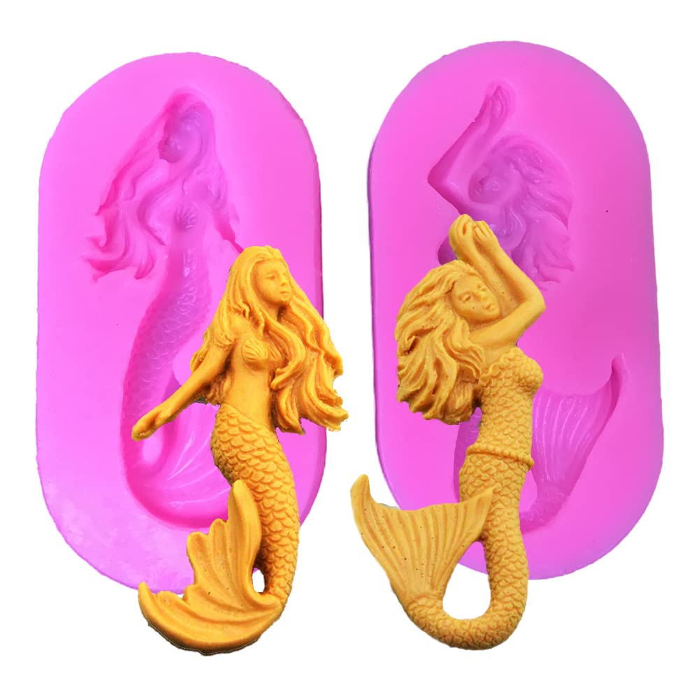 Cestony 4Pcs/Set Mermaid Silicone Molds For Diy Cake Fondant Biscuit Cookies Soap Sugar Pudding Chocolate Hard Candies Dessert C