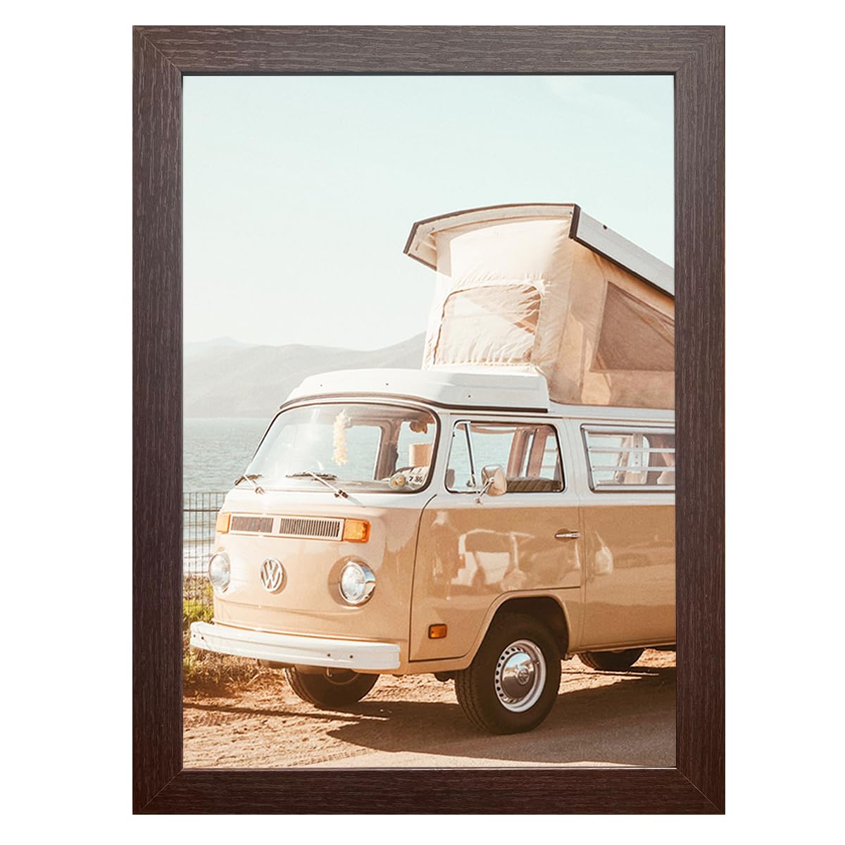 KTKDE A1 Poster Frame 23.4x33.1 Walnut Woodgrain, Vertical & Horizontal Wall Hanging Large Picture Frame for Photos, Posters & A
