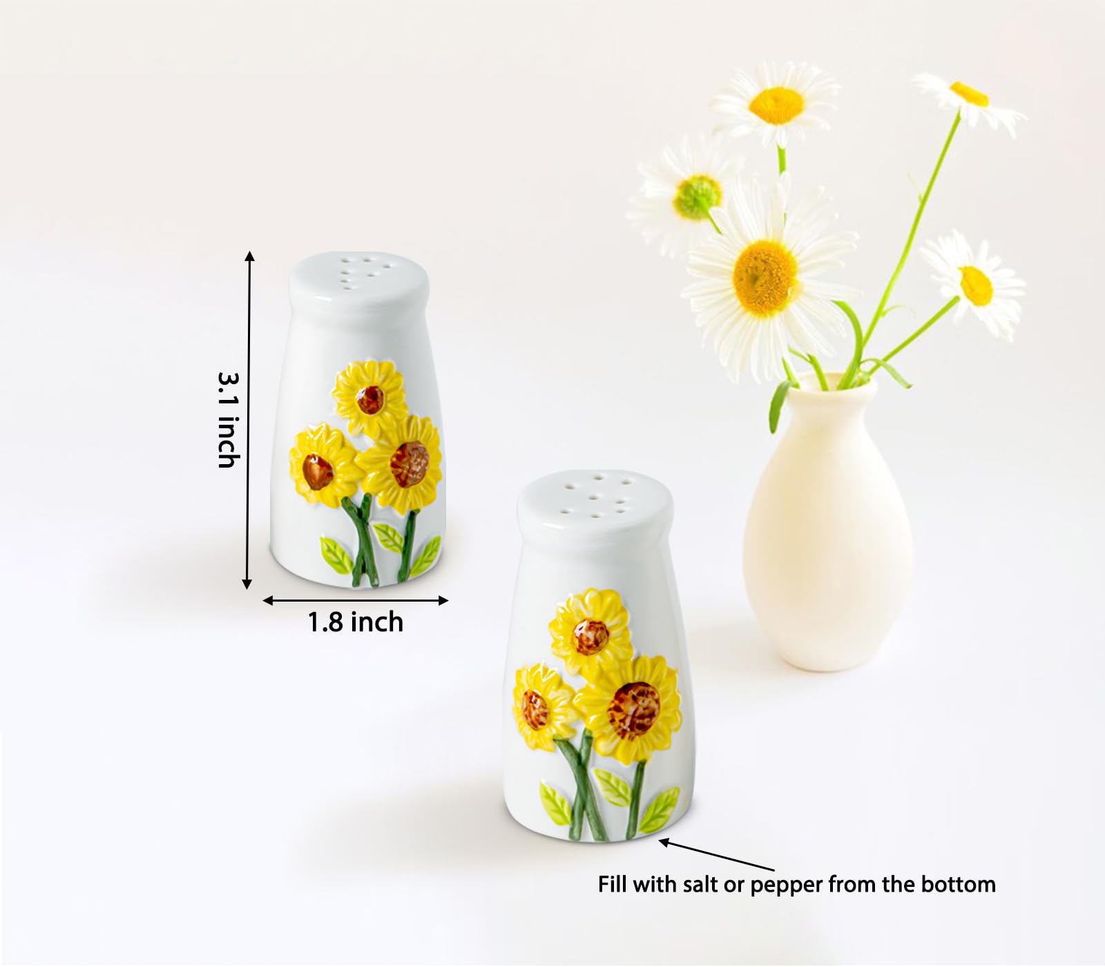 Sunflower Salt And Pepper Shakers Set Ceramic Salt And Pepper Set Cute Salt & Pepper Shaker Sets White Salt And Pepper Shaker Fa