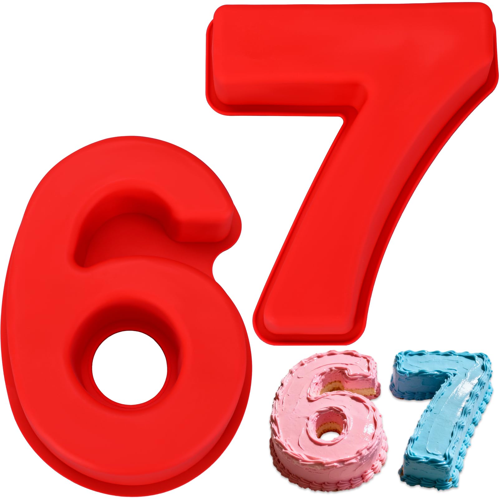 Blushtier 6 7 Birthday Cake Molds Large Six Seven Silicone Number Mold
