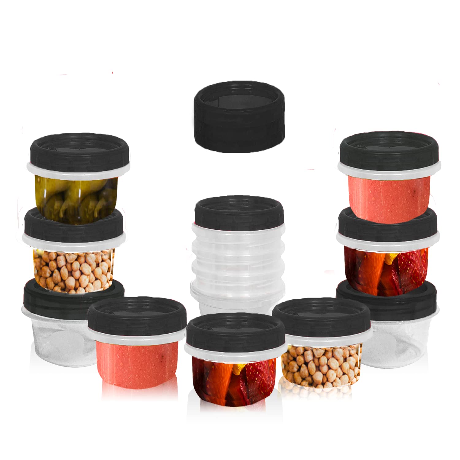 [Black - 12 Pk] Airtight Deli Containers With Lids Twist Lock Top Clear Food Storage For Meal Prep Snacks And Leftovers Freezer