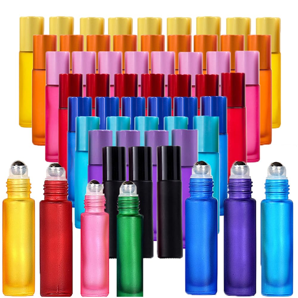 20/30/50Pcs 5/10ML Empty Glass Essential Oil Stainless Roller Bottles Fragrance Frosted Bottles Perfume Travel Container Portabl