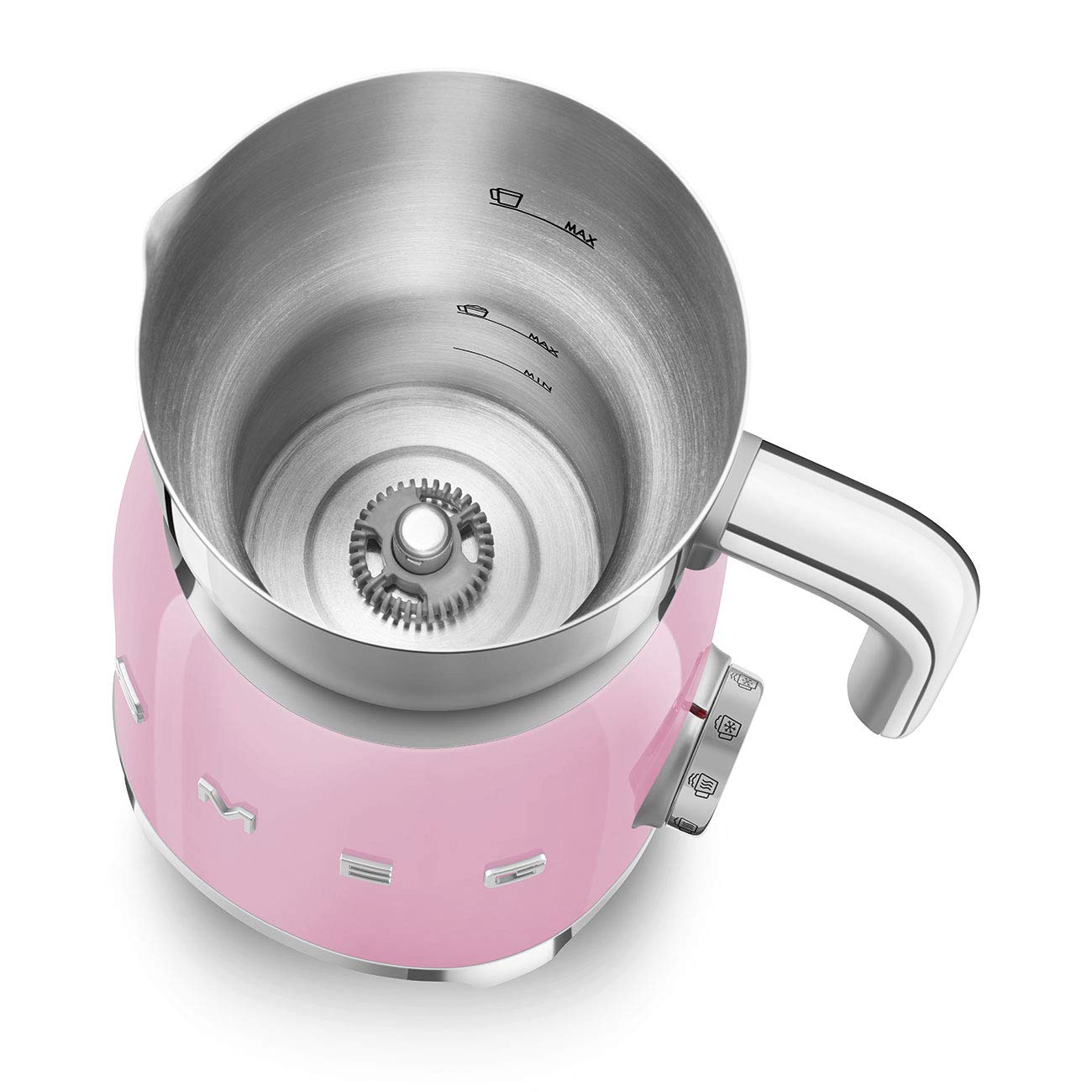 Smeg Retro 50'S Style Milk Frother With 2 Disks 6 Preset Programs Hot Or Cold Frothing And Induction Heating (Pink)