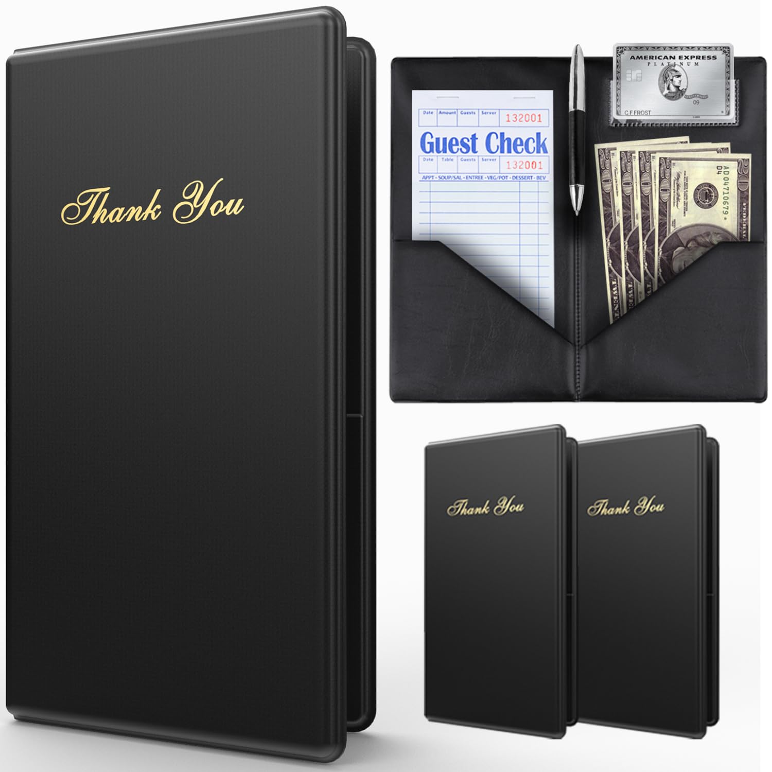 Check Presenters For Restaurants - 2 Pack Guest Check Books For Servers - Check Holder - Check Book