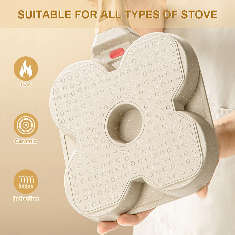 Bobikuke Egg Pan Egg Frying Pan, Fried Egg Pan Nonstick 4 Cups Pancake Pan Aluminium Alloy Cooker For Breakfast, Induction Compa