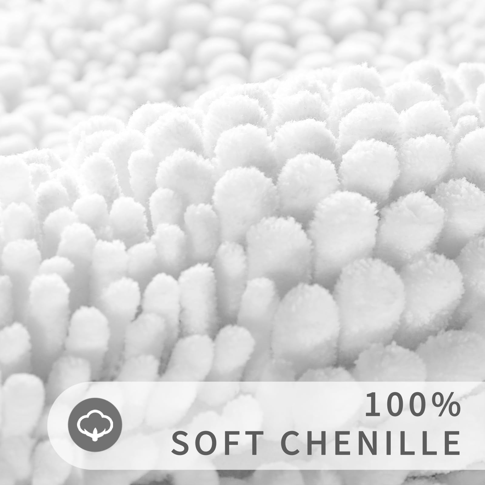 Yimobra U Shaped Toilet Bath Rug  Luxury Chenille Contour Mat for Bathroom  Soft Comfortable Shaggy Commode Rug  Water Absorption  Non-Slip  Extra Thick  Machine Wash  24.4 x 20 Inch  White