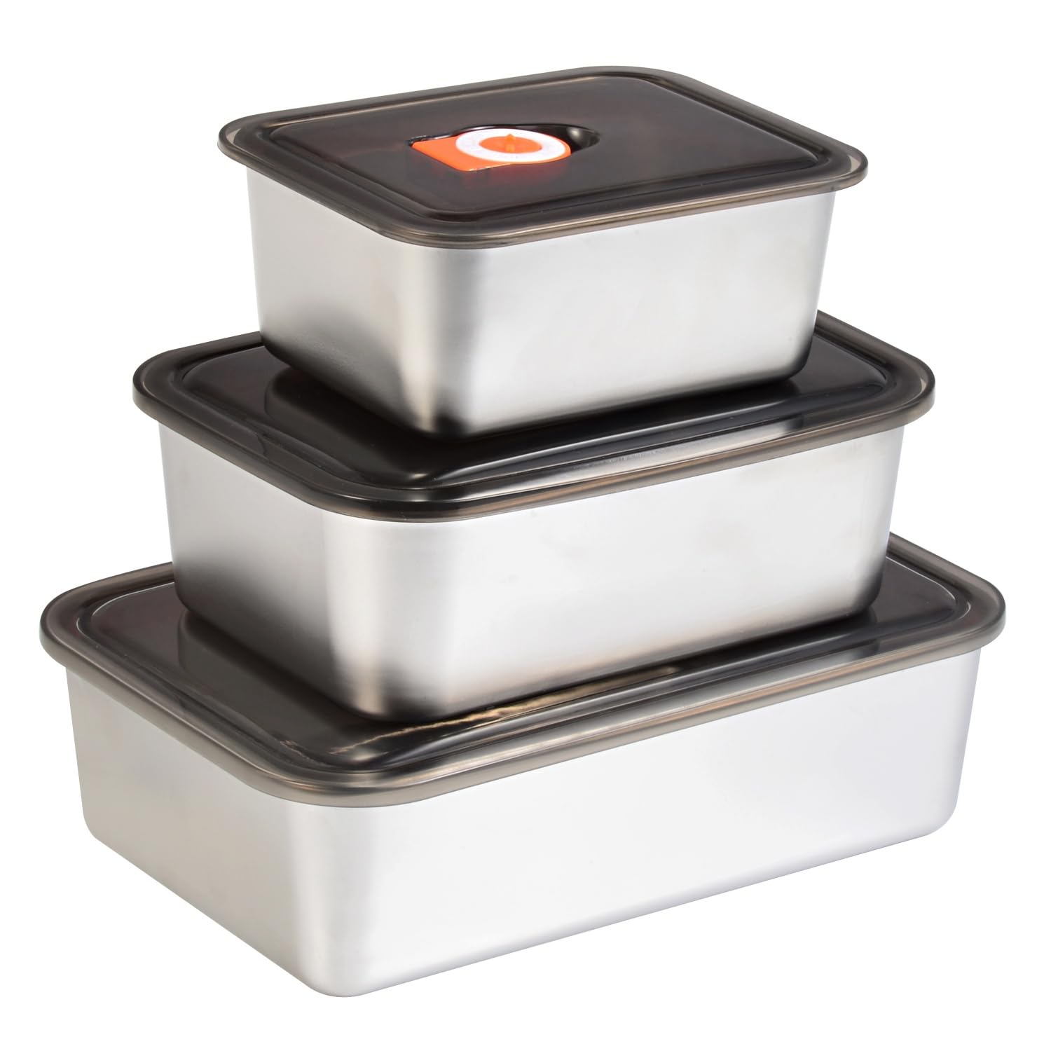Kichwit Stainless Steel Lunch Box Container with Lid, Pack of 3 Bento Snack Boxes for Work, Travel or Picnics, Dishwasher Safe, 