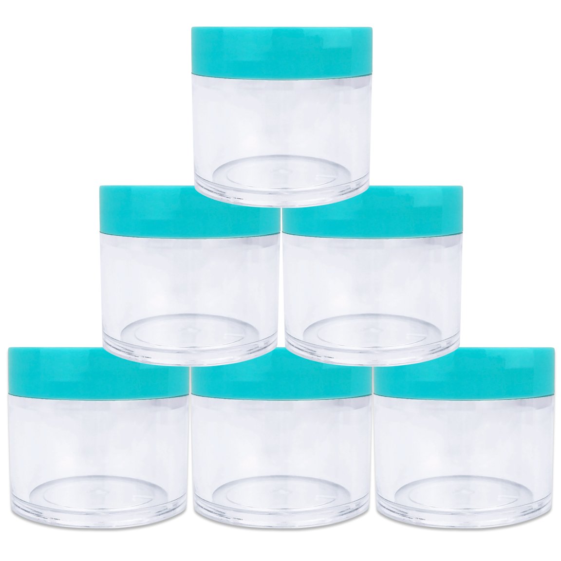 Beauticom 6 Pieces 1 Oz. Usa Acrylic Round Clear Jars With Flat Top Lids For Creams, Lotions, Make Up, Cosmetics, Samples, Herbs