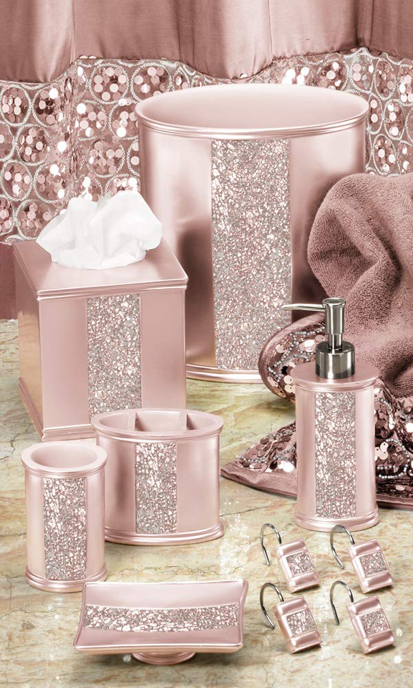 Zahari Home Sinatra Waste Basket Decorative Beautiful Designs Bathroom Bedroom Living Room Decor, Blush