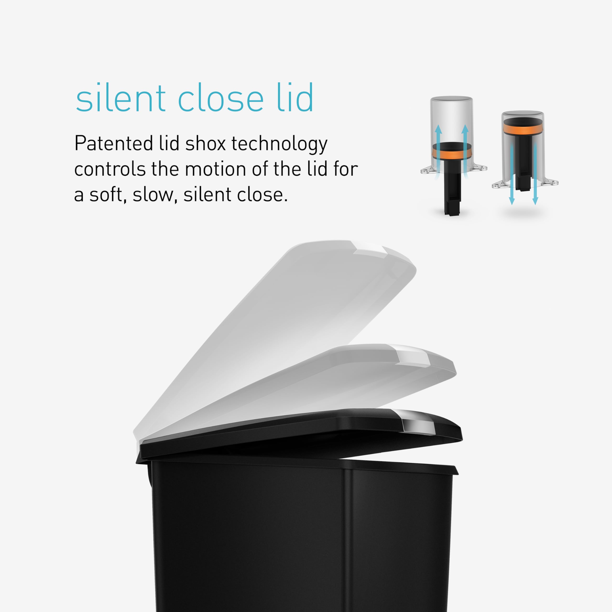 simplehuman 40 Liter / 10.6 Gallon Hybrid Slim Kitchen Step Trash Can with Secure Slide Lock, Indigo Plastic