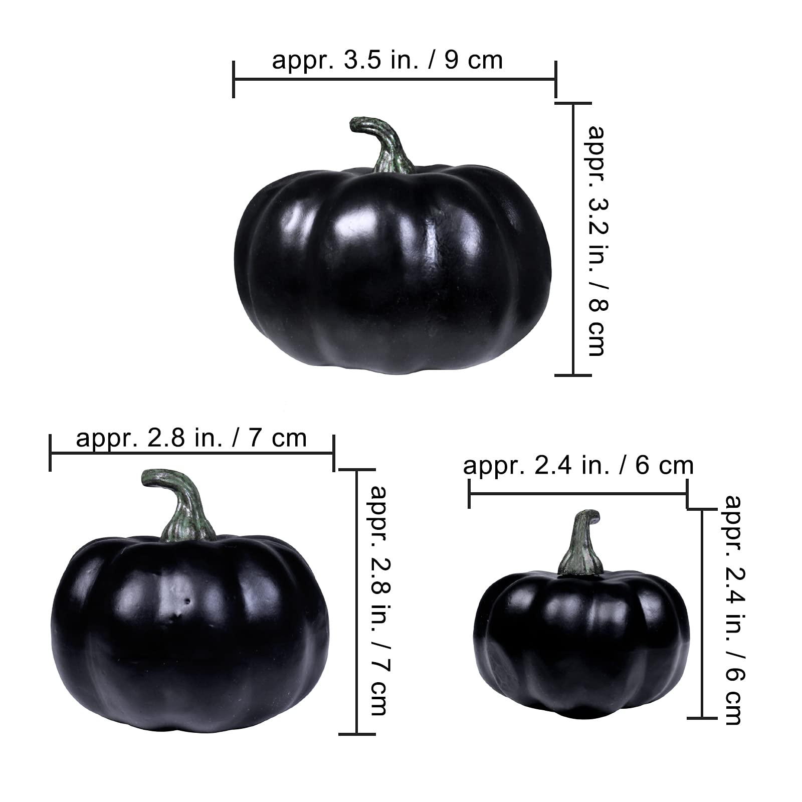 BESTTOYHOME 12 Pcs Assorted Small Artificial Black Pumpkins Halloween Foam Pumpkins Decorative Pumpkins for Rustic Farmhouse Fal