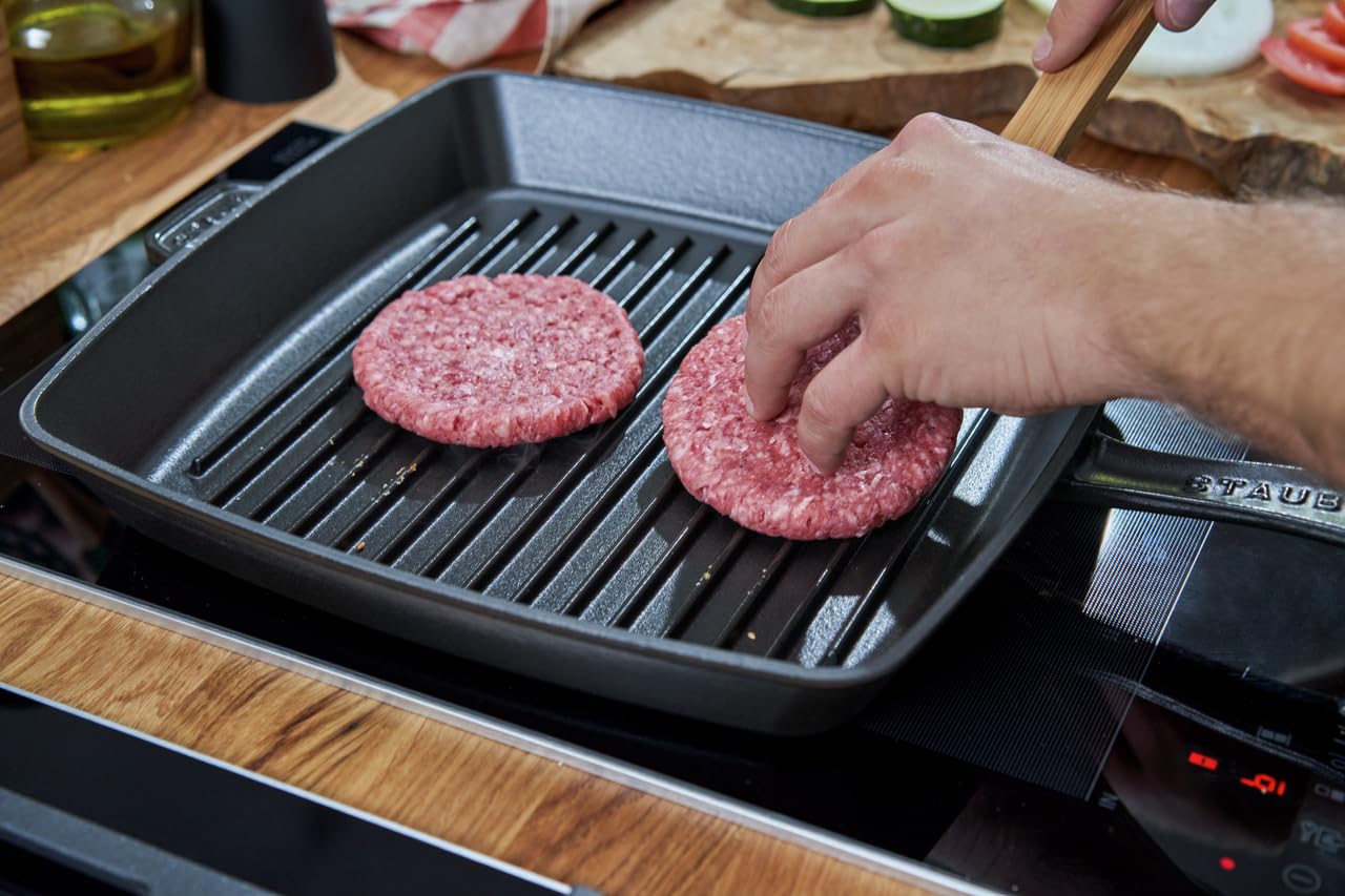 Staub Cast Iron 12-Inch Square Grill Pan - Matte Black, Made In France