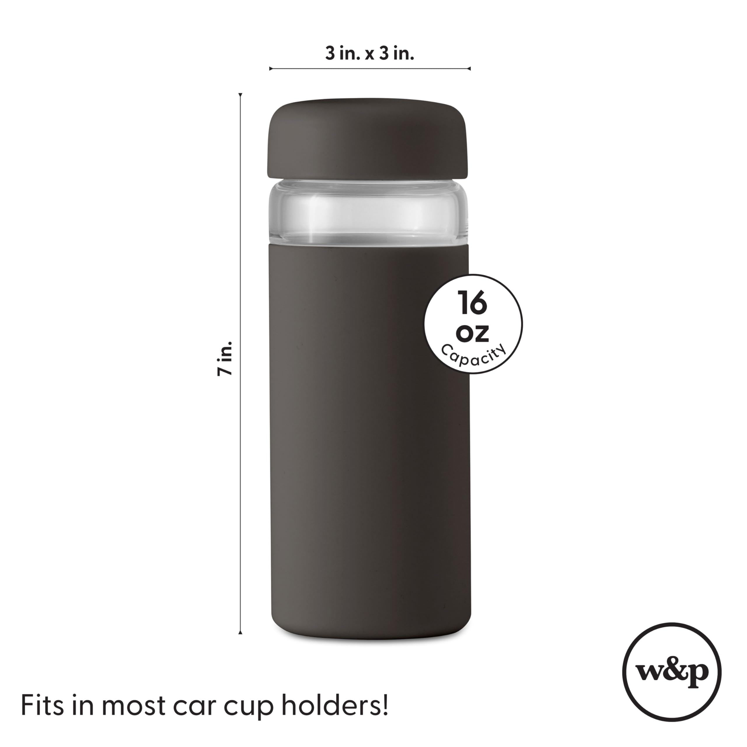 W&P Porter Glass Wide Mouth Bottle w/ Protective Silicone Sleeve  Mint 16 Ounces  On-the-Go  Reusable Bottle  Portable and Lightweight  Dishwasher Safe