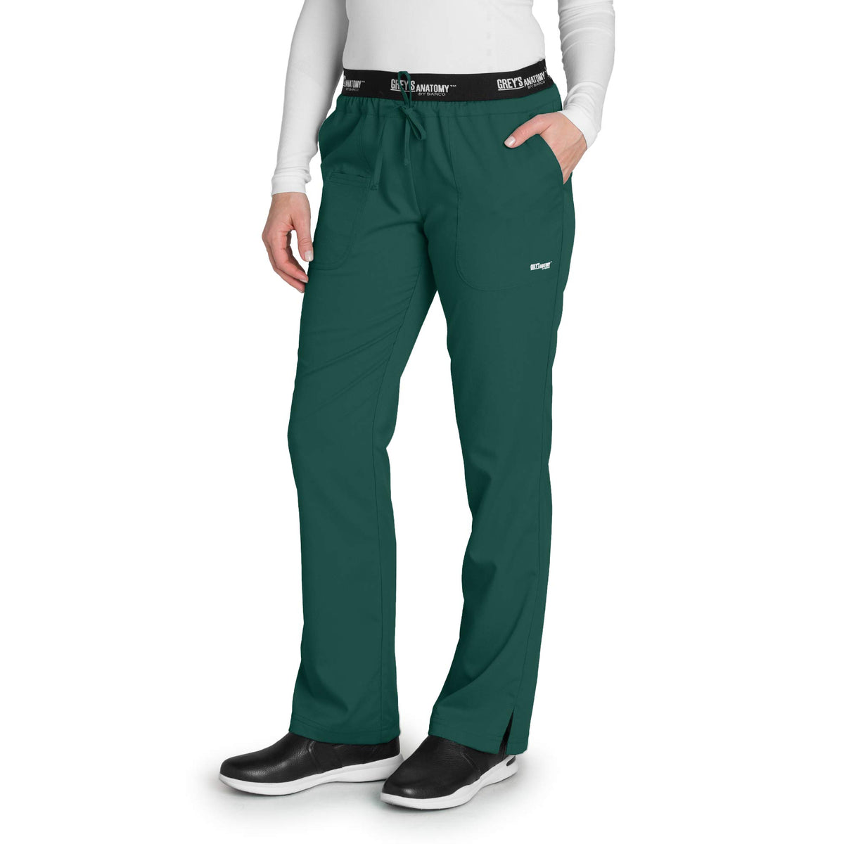 Greys Anatomy Active 4275 Womens 3 Pocket Pant With Drawstring (Hunter Green, X-Small)