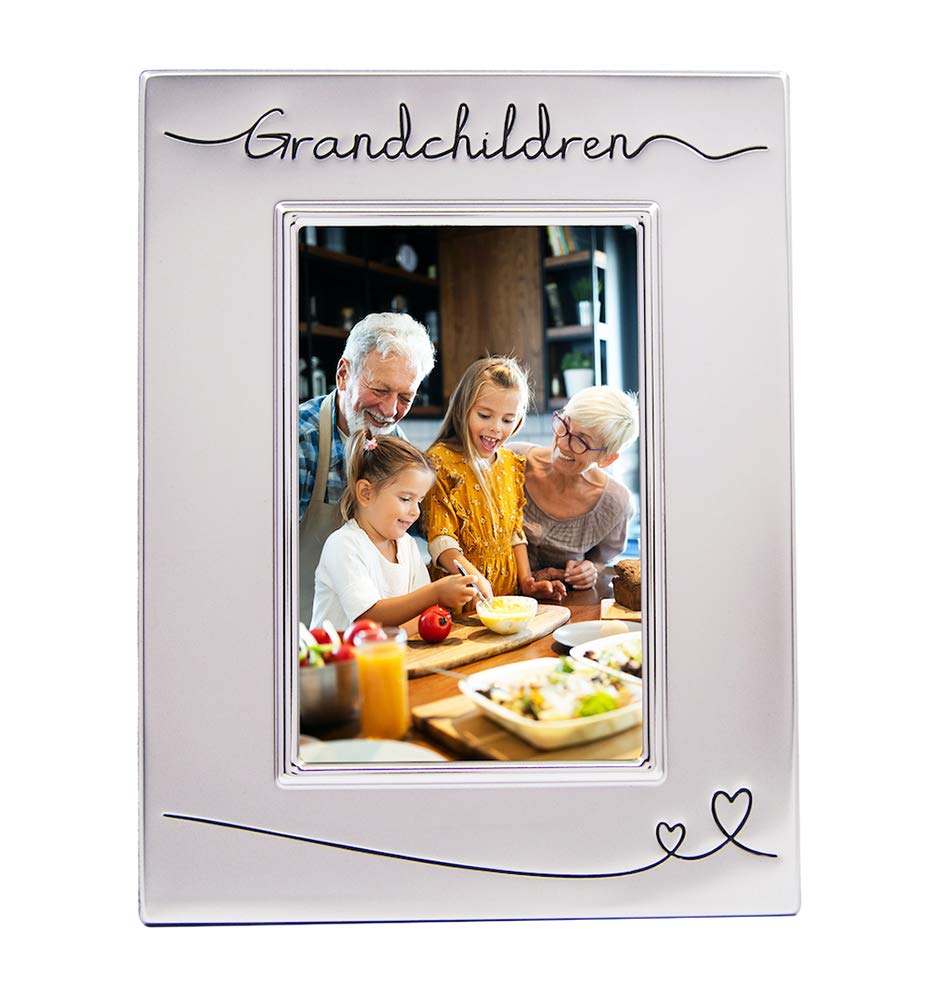 Haysom Interiors Beautiful Two Toned Silver Plated Grandchildren 4 x 6 Picture Frame with Black Velvet | Unique and Thoughtful G