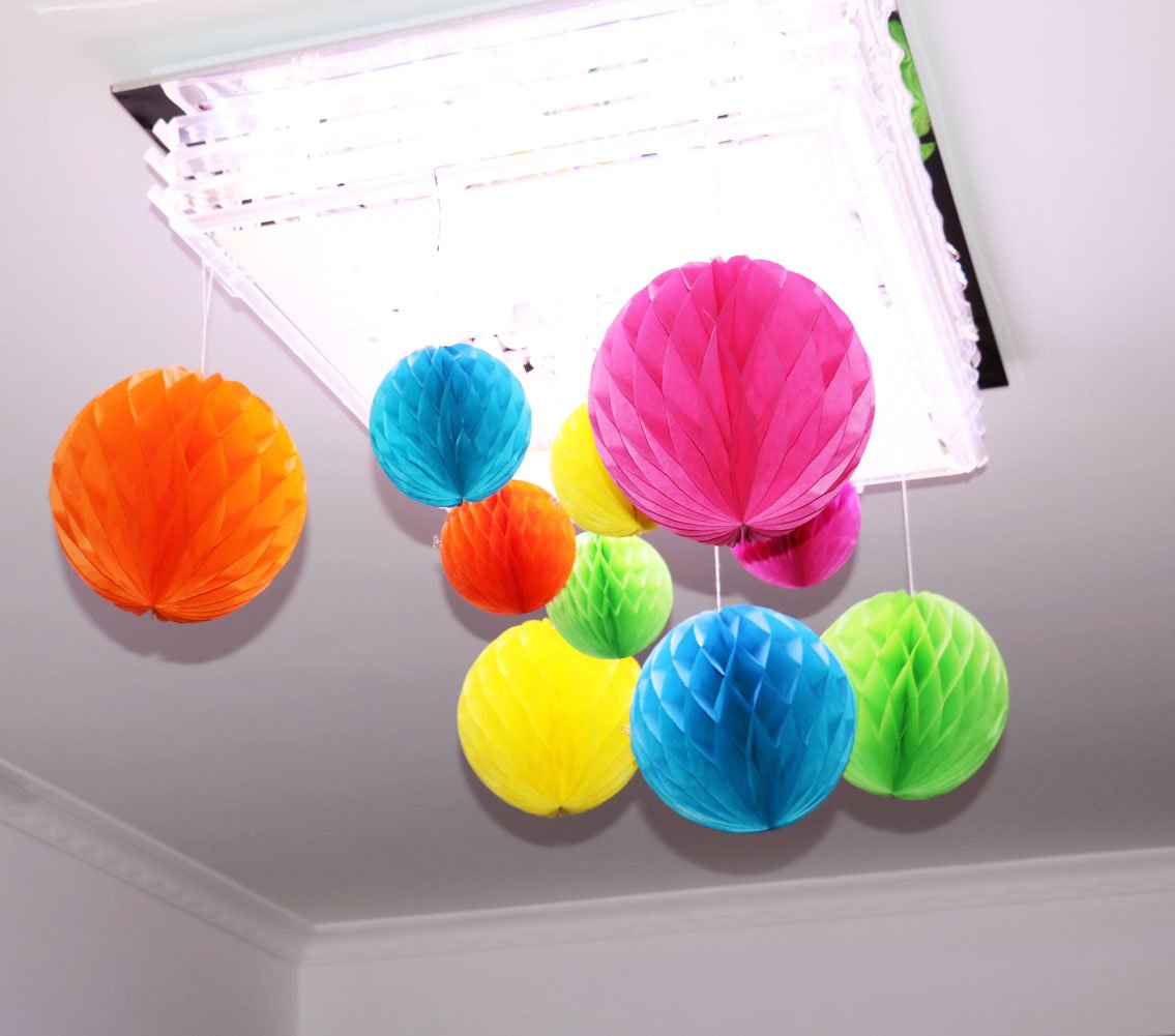 Mamunu 10 Pcs 5 Colors 10 Inch, 6 Inch Honeycomb Tissue Paper Flower Balls, Tissue Paper Pom-Poms Flowers Craft Kit For Wedding