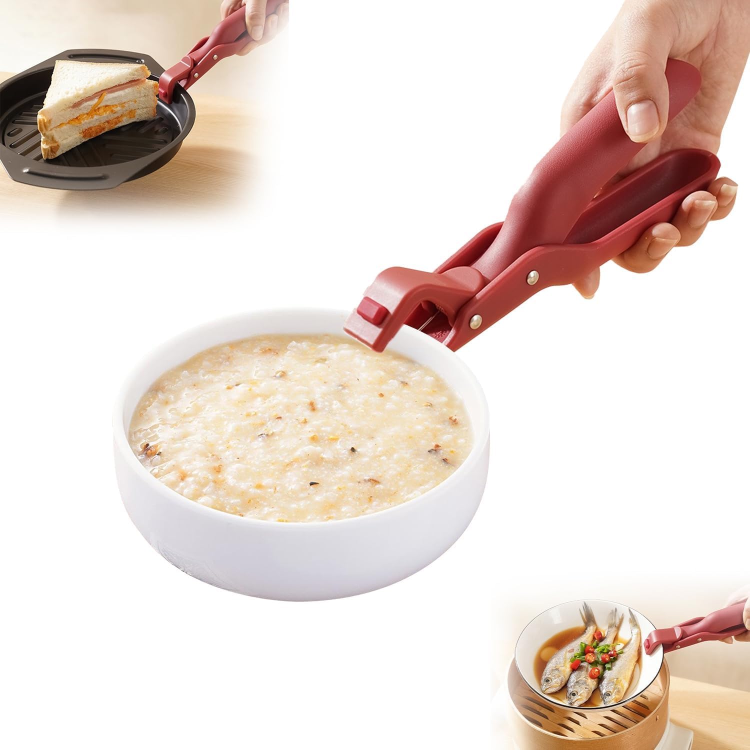 Menovas Silicone NonSlip Heat Insulation AntiScald Clip,MultiFunction AntiScald Bowl Clip Hot Bowl Dish Plate Gripper Clips,