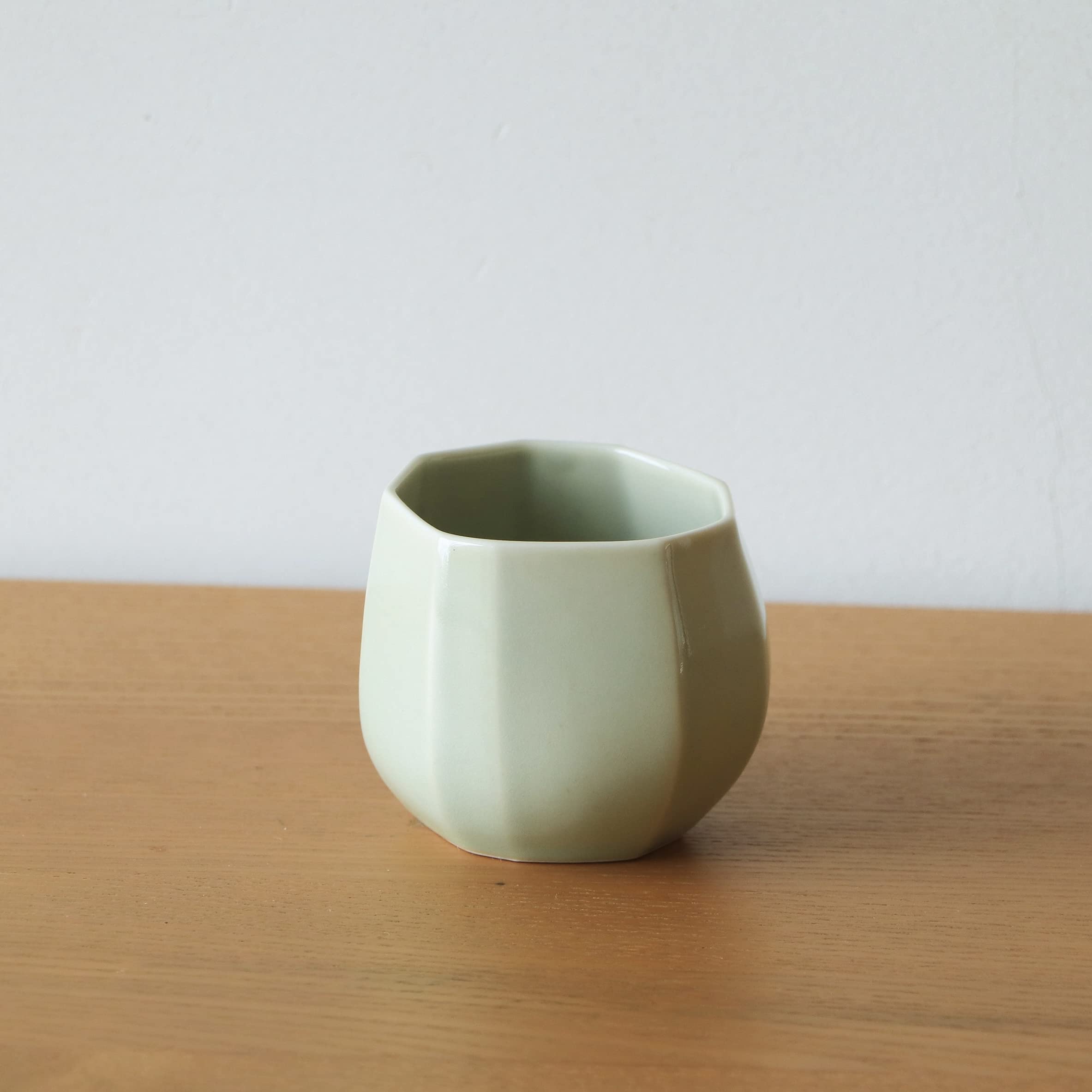 Ippinka Handmade Japanese Ceramic Tea Cup, Green, Seto-Mono, 2.5 X 2.5 X 2.4 Inches, Made In Seto, Japan