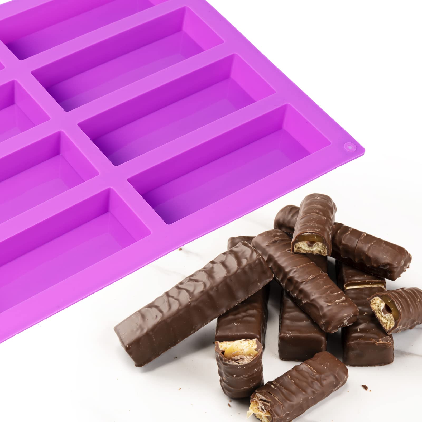 3 Pack Granola Bar Mold Silicone Mold,8 Cavity Rectangle Energy Bar Mold,Cereal Bar Molds For Ganache, Chocolate Bar, Truffles,
