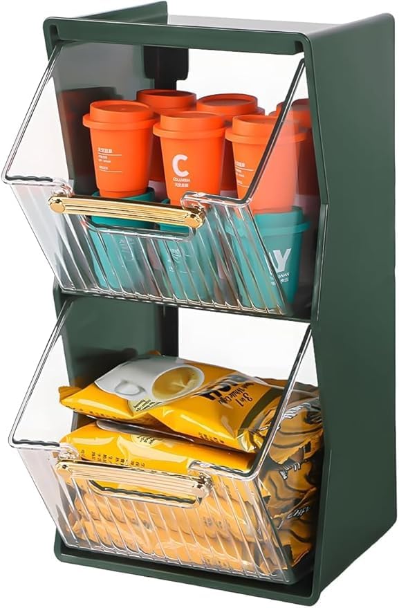 Jumix Clear 2Tier Storage Bin With Front Opening  Perfect For Organizing Small Items, Office Supplies, Or Kitchen Accessories 