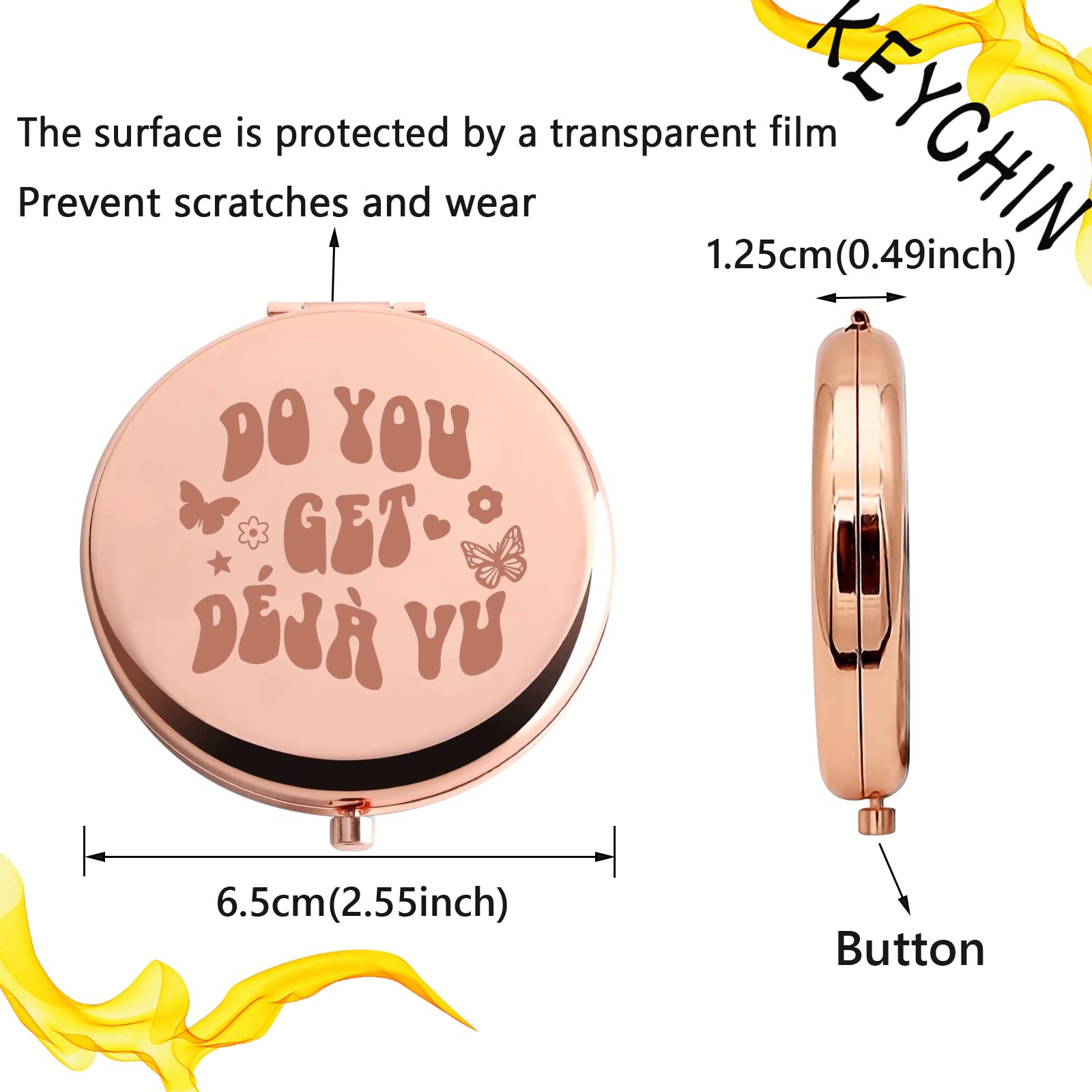 Keychin Music Album Pocket Mirror Singer Fans Gifts Do You Get Deja Vu Music Song Lyrics Compact Makeup Mirror For Women Girls T