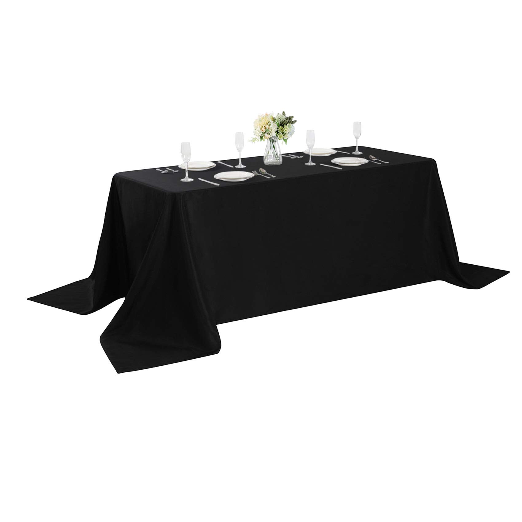 Rectangle Tablecloth 90X132 Inch Washable Polyester Fabric Table Cloth For Wedding Party Dining Banquet Decoration(90X132, Black
