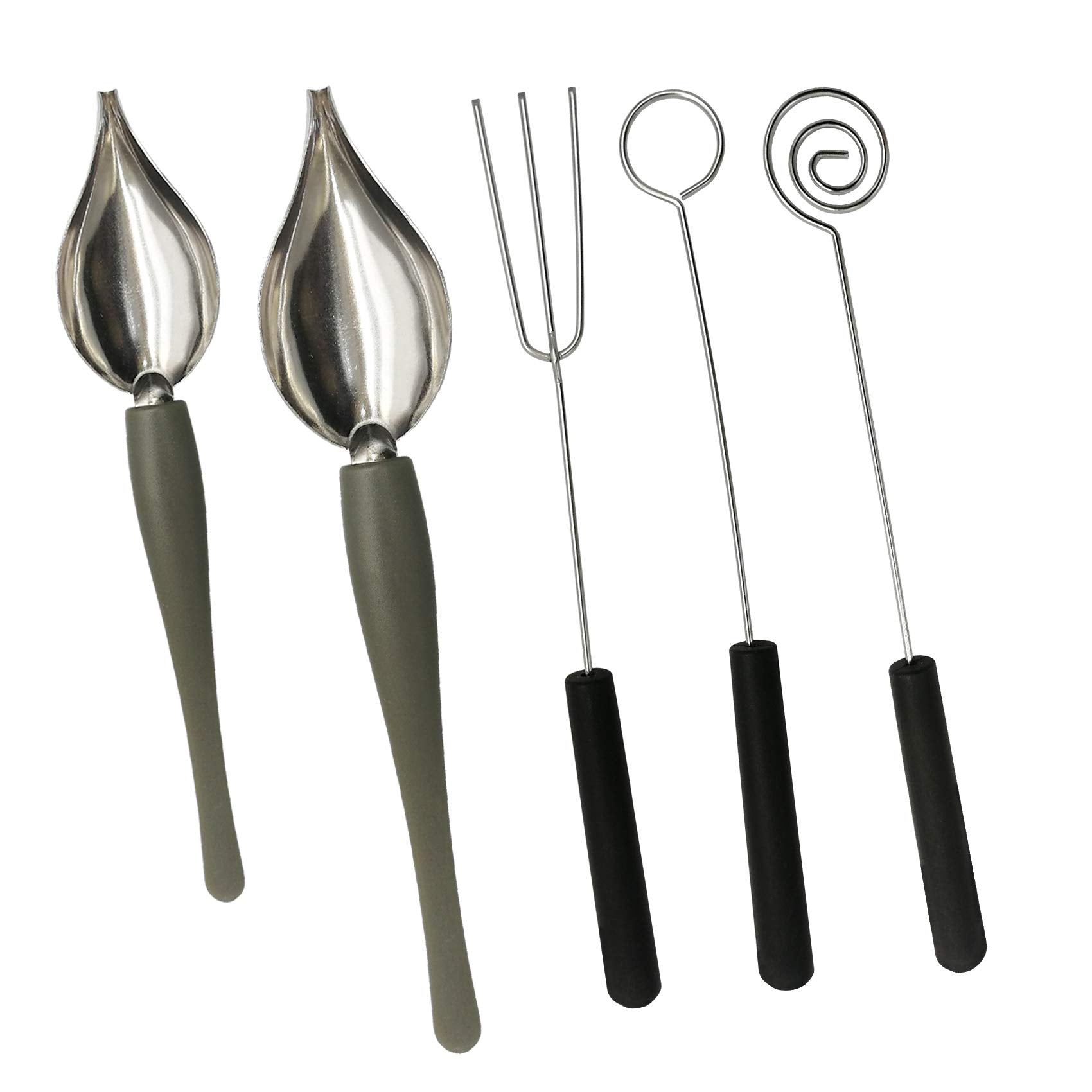 2 Pcs Drawing Decorating Spoon Set,3 Pcs Candy Dipping Tools Chocolate Dipping Fork Spoons Set Stainless Steel Chef Art Pencil S