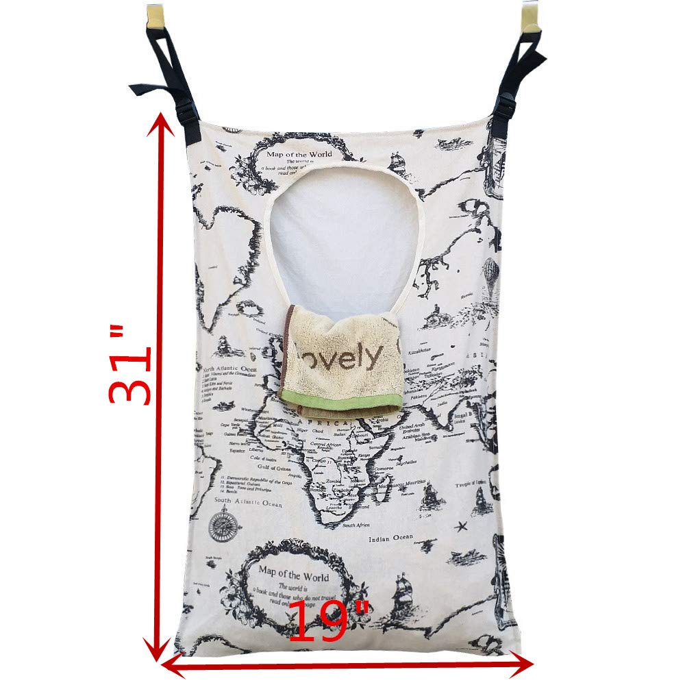 Amlrt Adjustable Door-Hanging Laundry Hamper With Stainless Steel Hooks, Hanging Laundry Bag