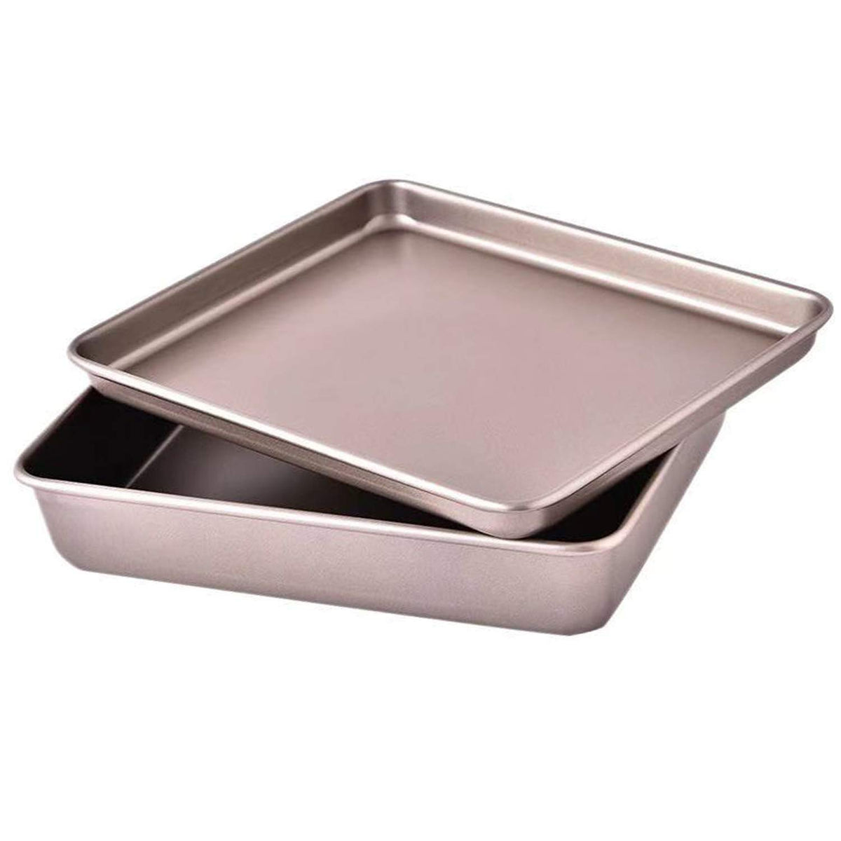 Hytk Small Cookie Cake Brownie Baking Sheet Pan Set 11 X 9 Inch Toaster Oven Replacement Tray Bakeware Nonstick 2X Thicken High