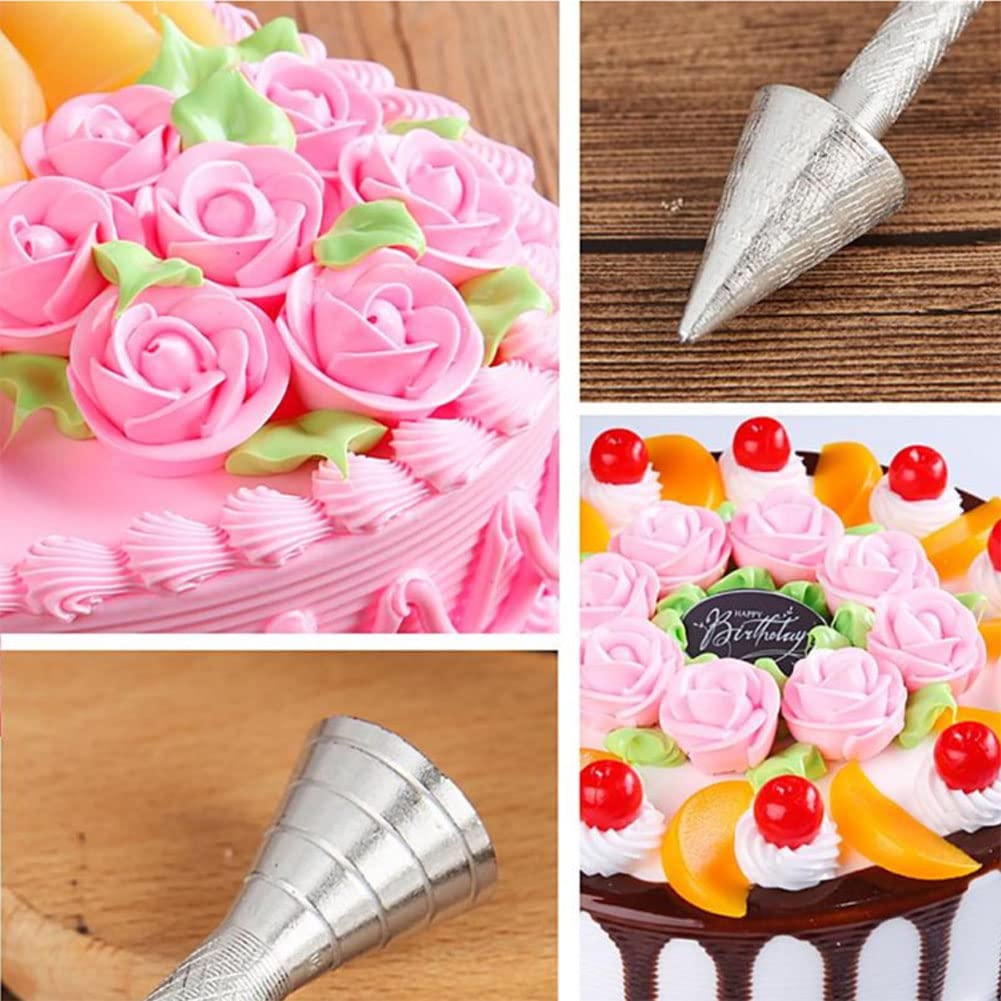 2Pcs Baking Pastry Cone Holder Aluminum Alloy Cake Decorating Rod Baking Cone Icing Cream Rose Flower Sticks Cake Decoration Too