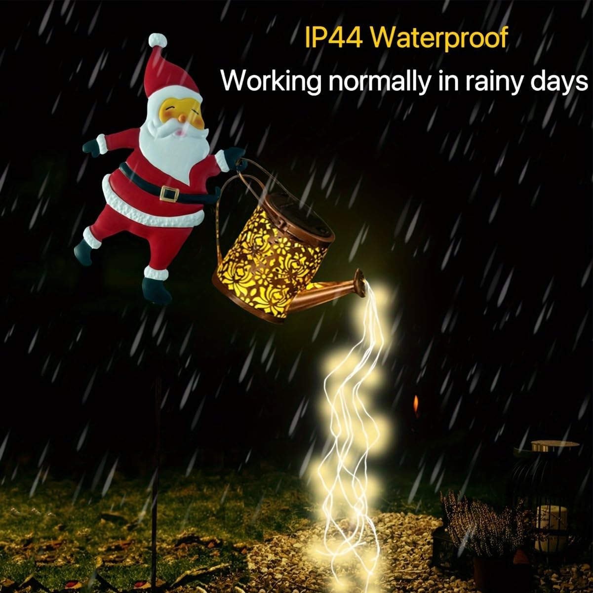 SMOCOOL Christmas Solar Kettle Light, Christmas Santa Solar Kettle Lights Garden Lawn Decorative Lights, LED Night Light Outdoor