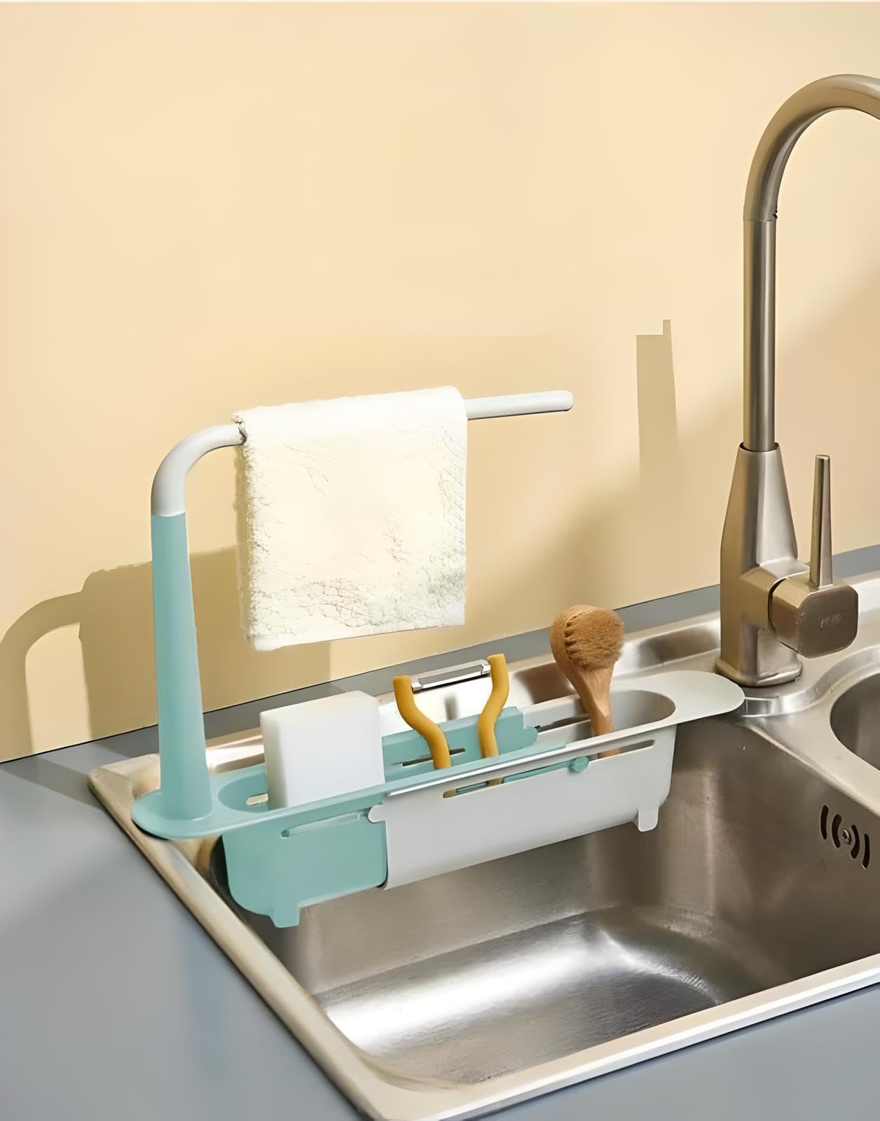 Upkaranwale Multipurpose Sink Storage Rack Towel Holder Durable For Countertop Bathroom Beige Kitchen, Dining & Bar | Kitchen St