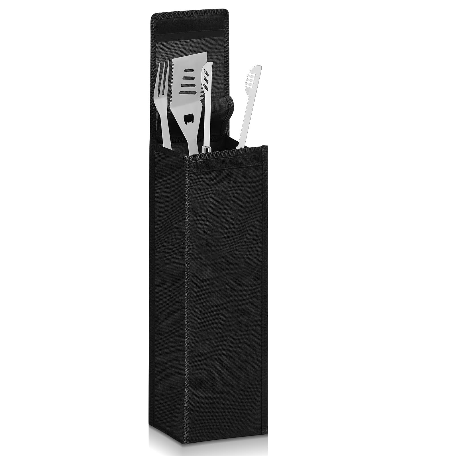 Amylove Grill Storage Bag BBQ Tool Storage Black Container for Utensils Waterproof Oxford Cloth Grill Tool Holder Foldable BBQ U