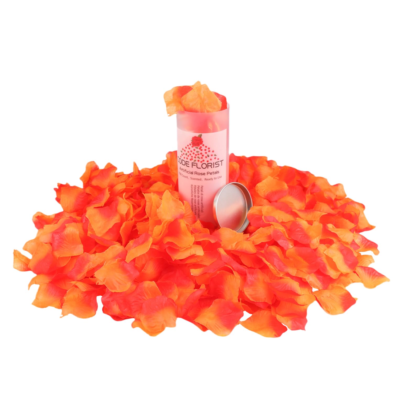 CODE FLORIST 1500 PCS Sunset Red Silk Flower Rose Petals for Fall Wedding Decorations (Separated,Scented)