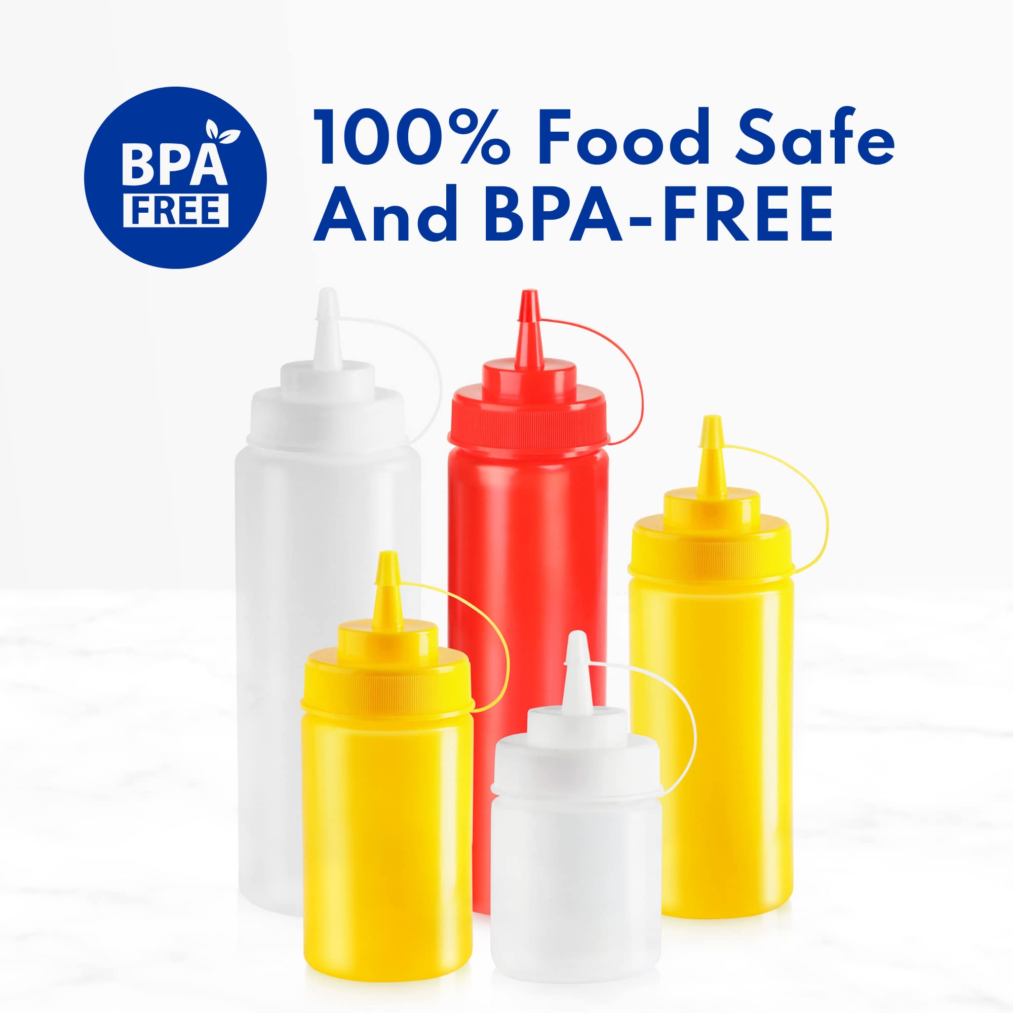 New Star Foodservice 26375 Squeeze Bottles, Plastic, 24 Oz, Red, Pack Of 6