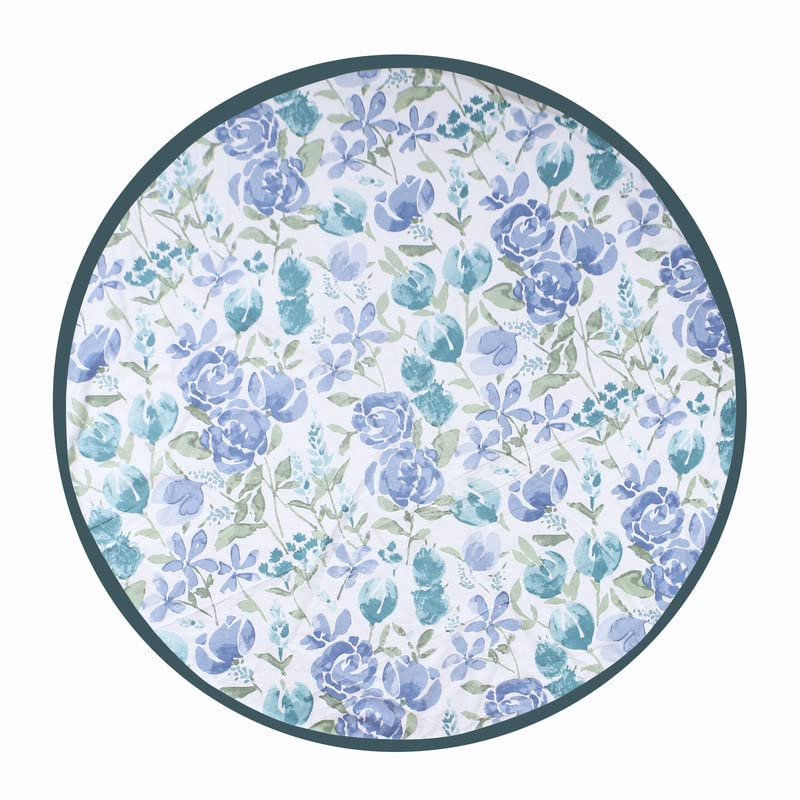 Texstylers Center Coffee Jaipuri Floral Table Cloth for 4 Seater, 48 Inch Diameter(Cotton, Teal Green, Round, Pack of 1)