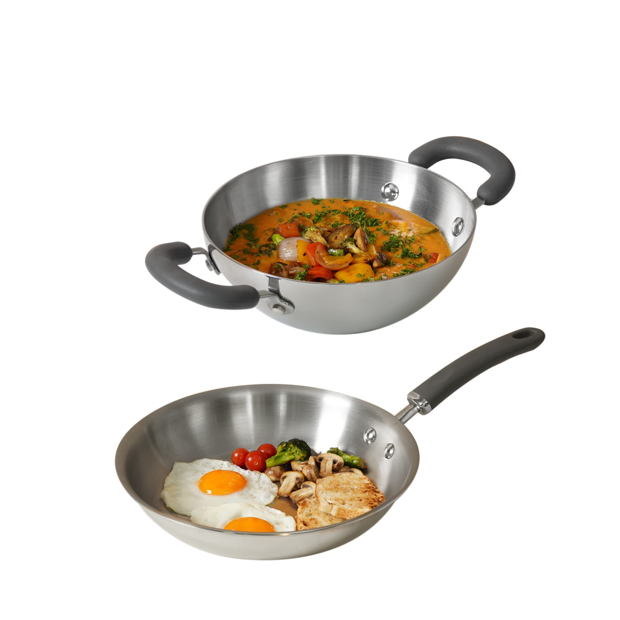 Meyer Trivantage Nickel Free Stainless Steel 3 Piece Cookware Set | Triply Cookware Set With Heavy Bottom | Induction Base Cookw