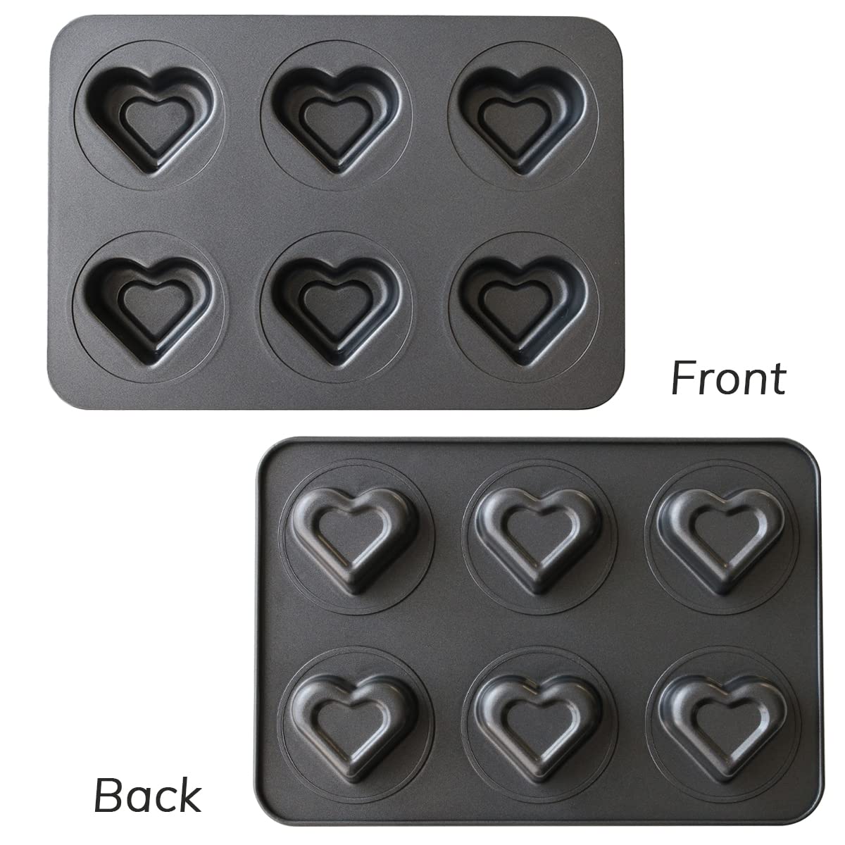 Elesinsoz 6 Cup Valentines Heart Shape Muffin Cupcake Pan Nonstick Cheesecake Brownie Cookie Cake Baking Tin Tray Mold, For Moth