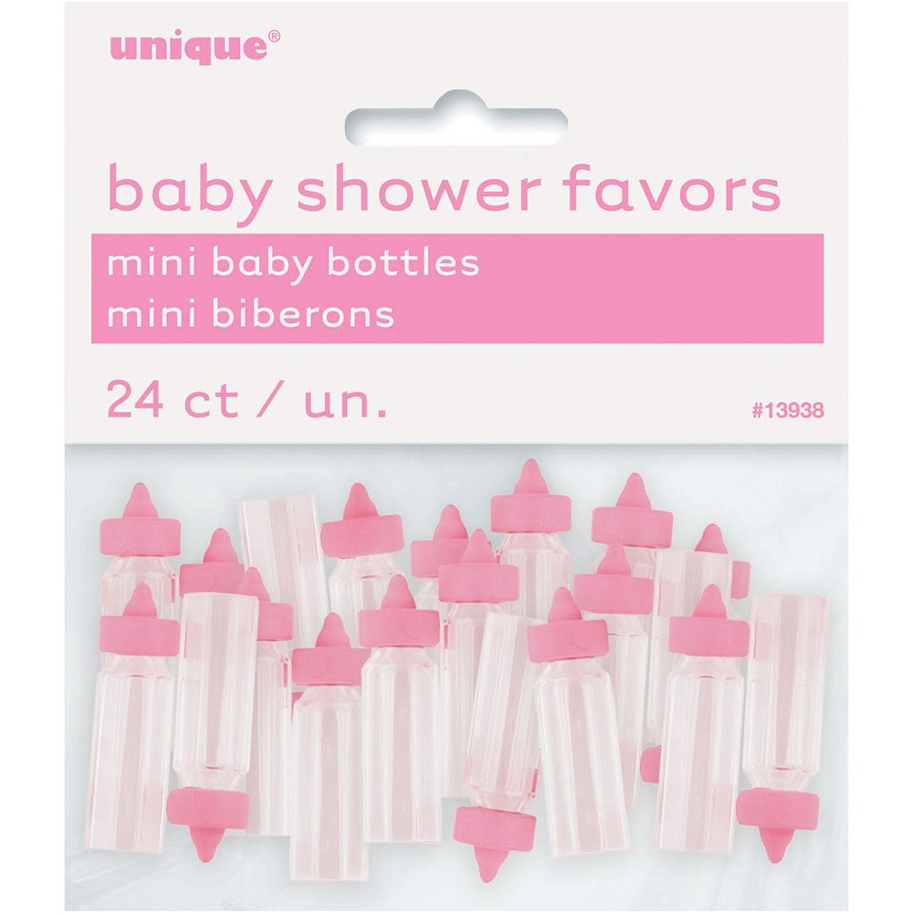 Mini Baby Pink Plastic Bottle Favors - 1'', 24 Count - Ideal For Girl Baby Showers, Baptisms & Gender Reveals