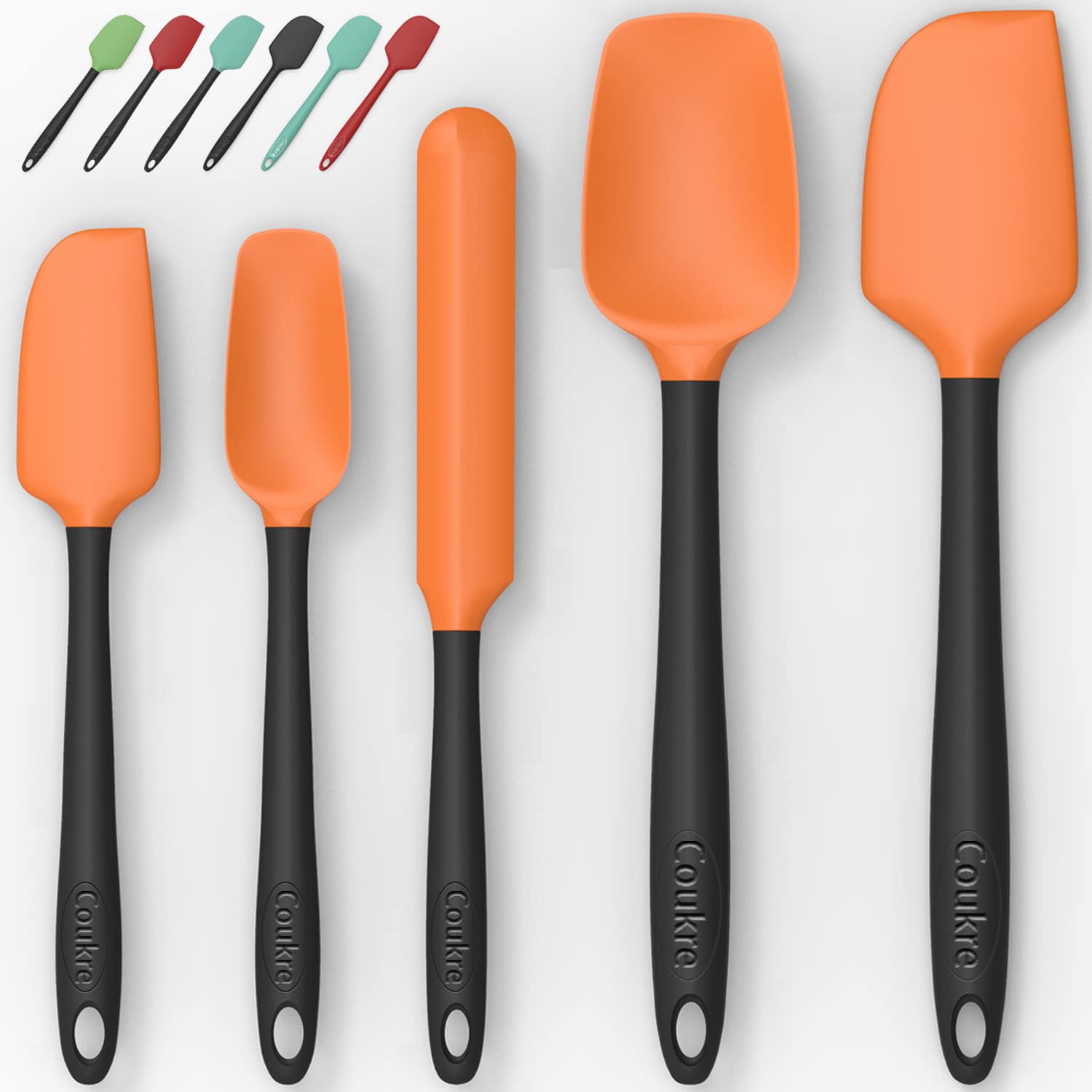 Silicone Spatula Set Of 5,High Temperature Resistant, Food Grade Silicone, Dishwasher Safe, For Baking Cooking (Orange)