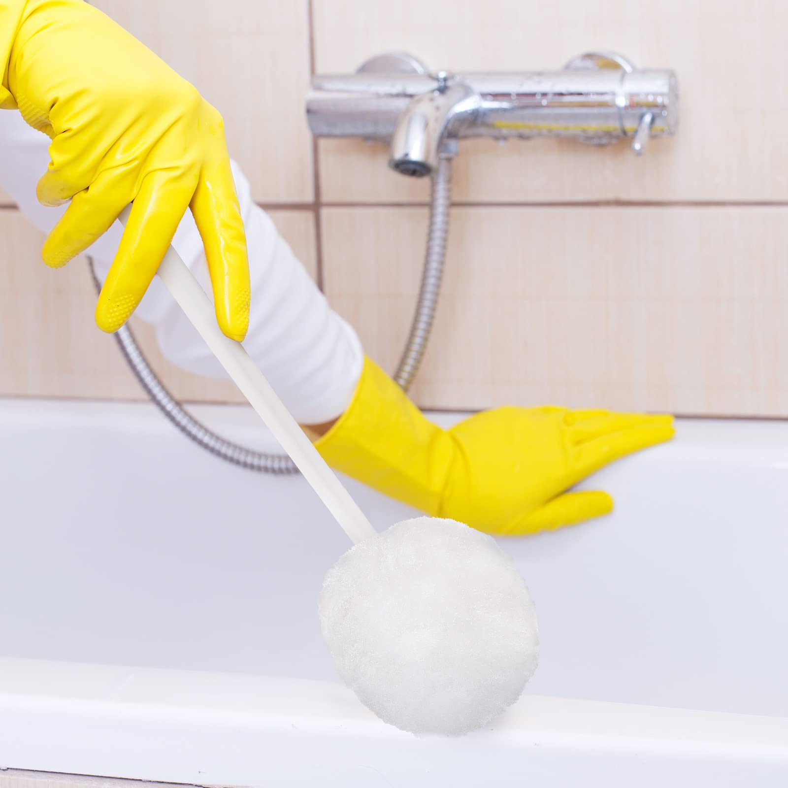 20 Pack Toilet Bowl Brush White Soft Swab Toilet Bowl Cleaners Disposable Toilet Brush Long Plastic Handled Toilet Bowl Mop With