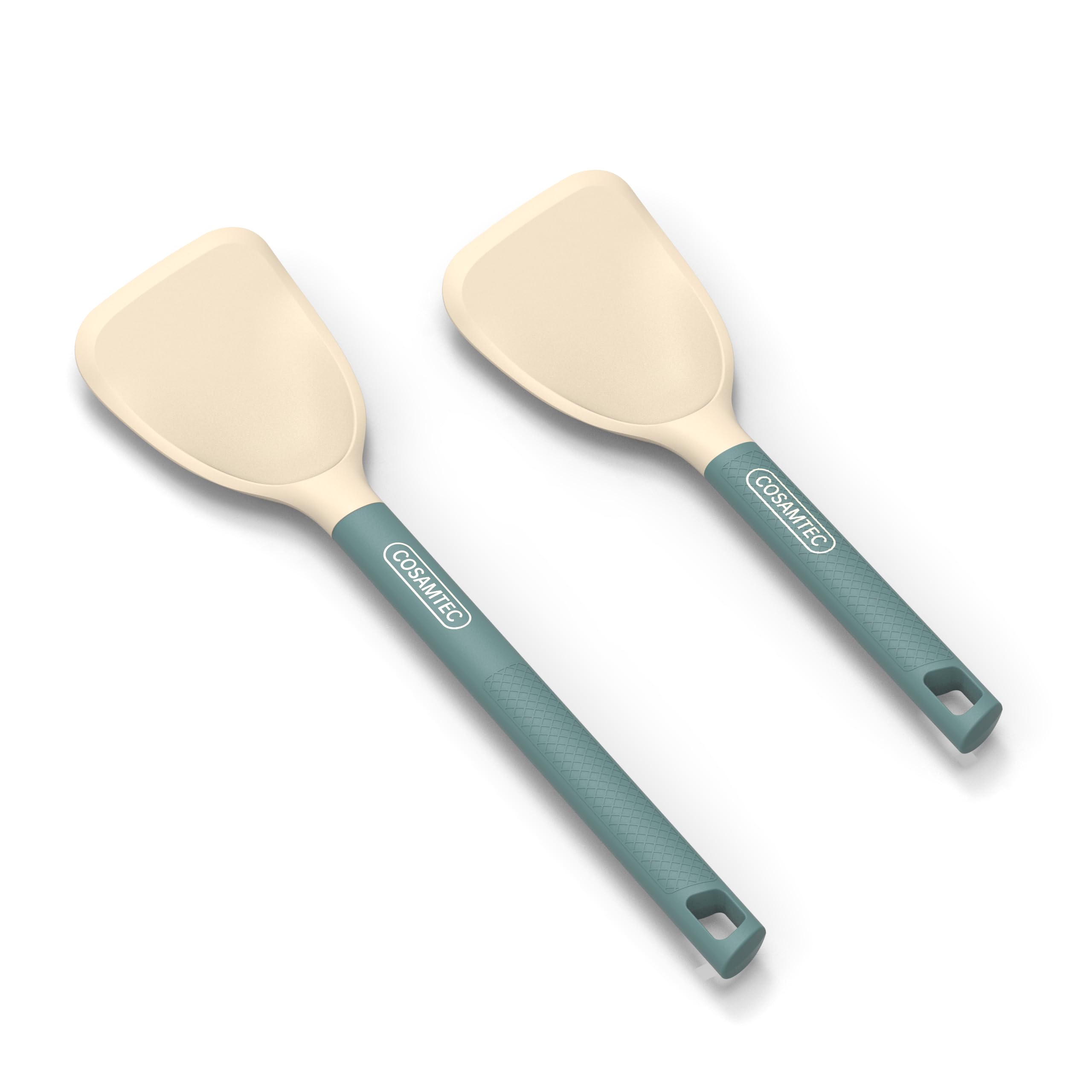 Cosamtec Silicone Small Spatula For Cooking Flexible Beveled Turner With Solid Inner Core And Heat Resistant Nylon Handle Ideal