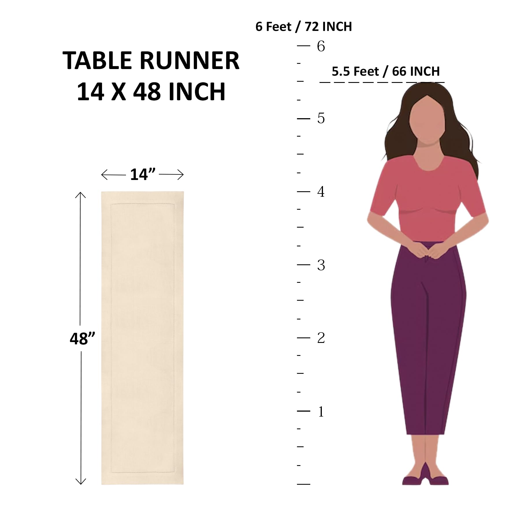 Solino Home Stripe Linen Table Runner 48 inches Long - 100% Pure Linen 14 x 48 Inch Table Runner  Black and White Amalfi Stripe - Small Coffee Table Runner for Christmas  Winter  Holiday