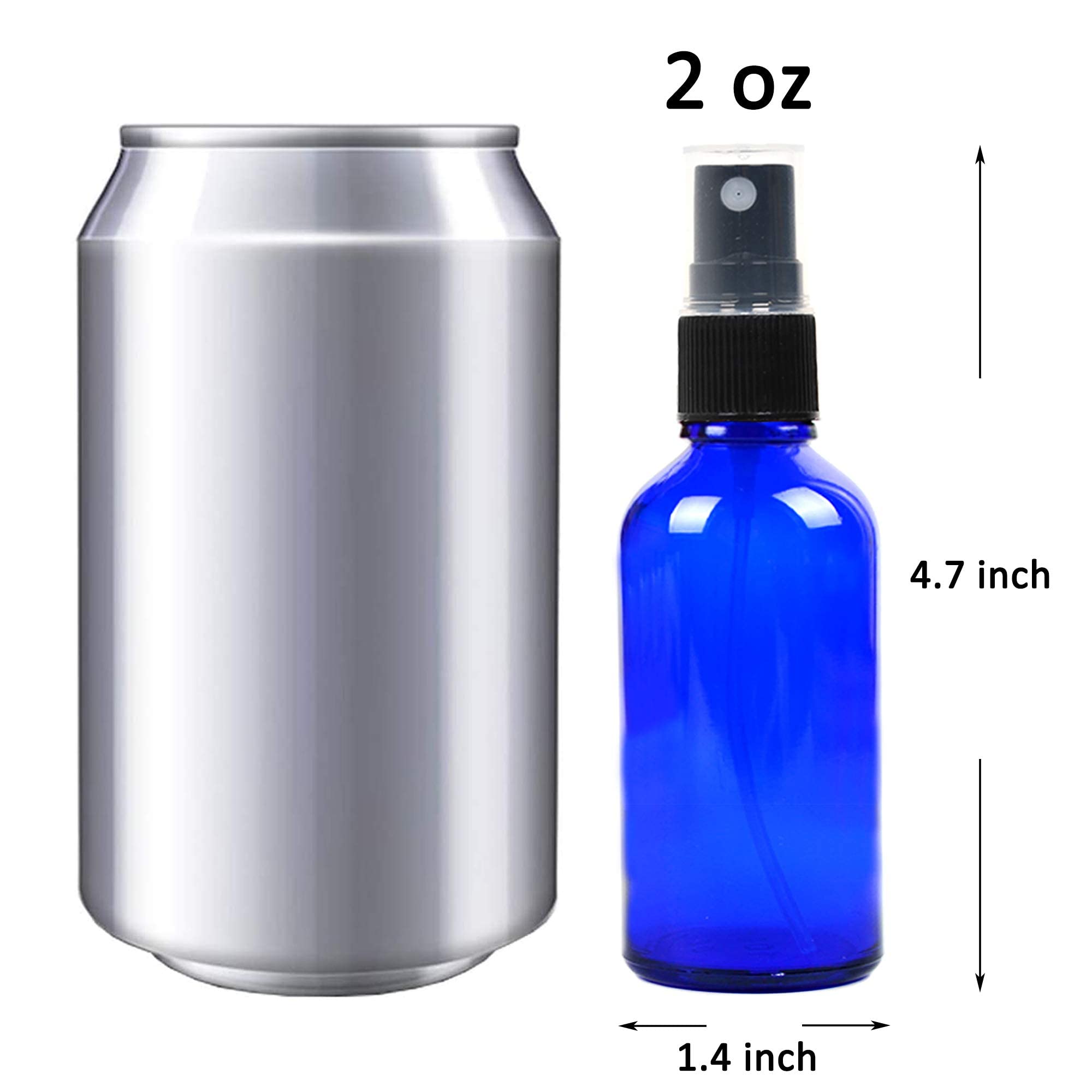 Youngever 16 Pack Empty Blue Glass Spray Bottles, 2 Ounce Refillable Container For Essential Oils, Cleaning Products, Or Aromath