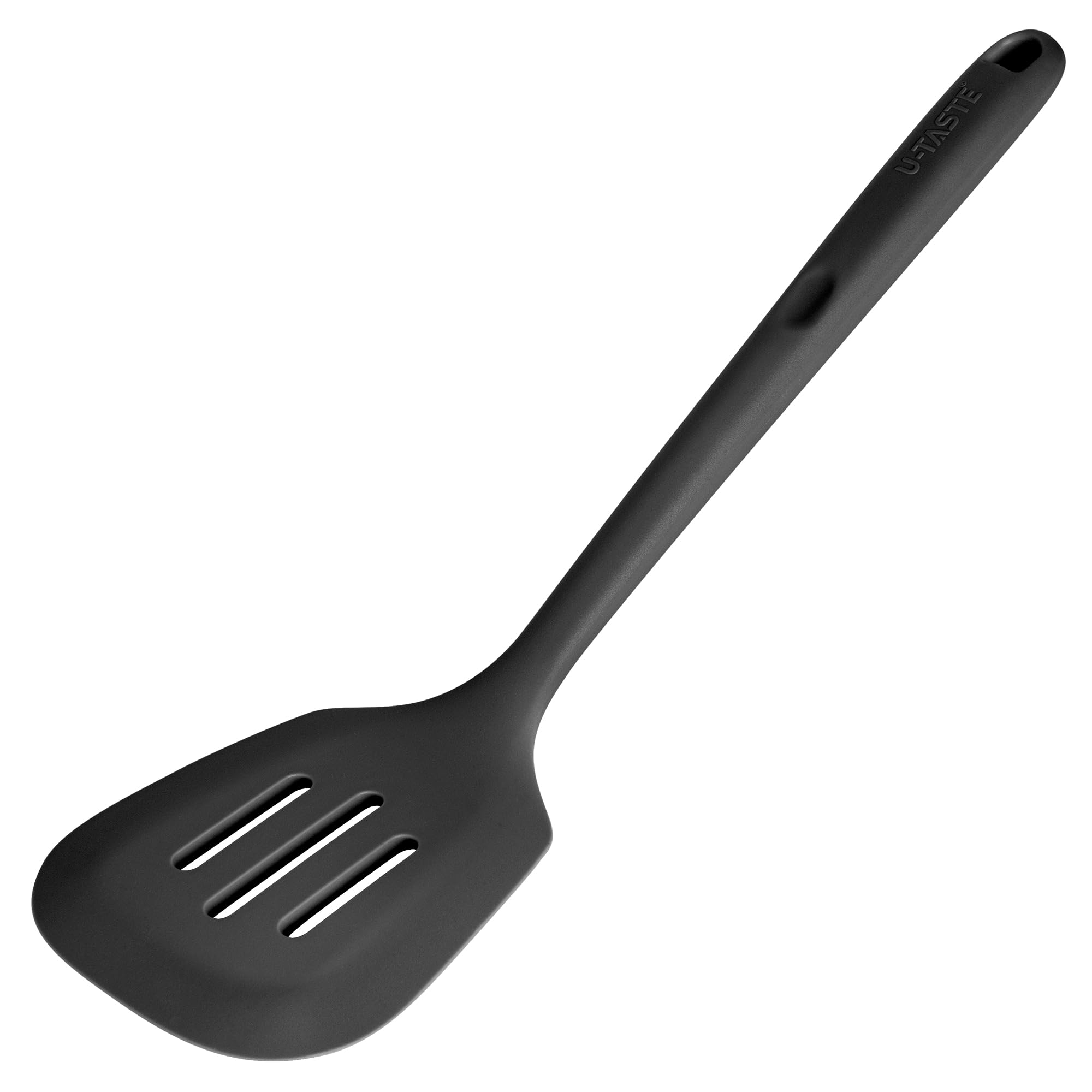 600F Heat Resistant Slotted Turner: U-Taste 13.6In Silicone Kitchen Spatula Flipper, 3.74In Wide Food Grade Flexible Thin Rubber