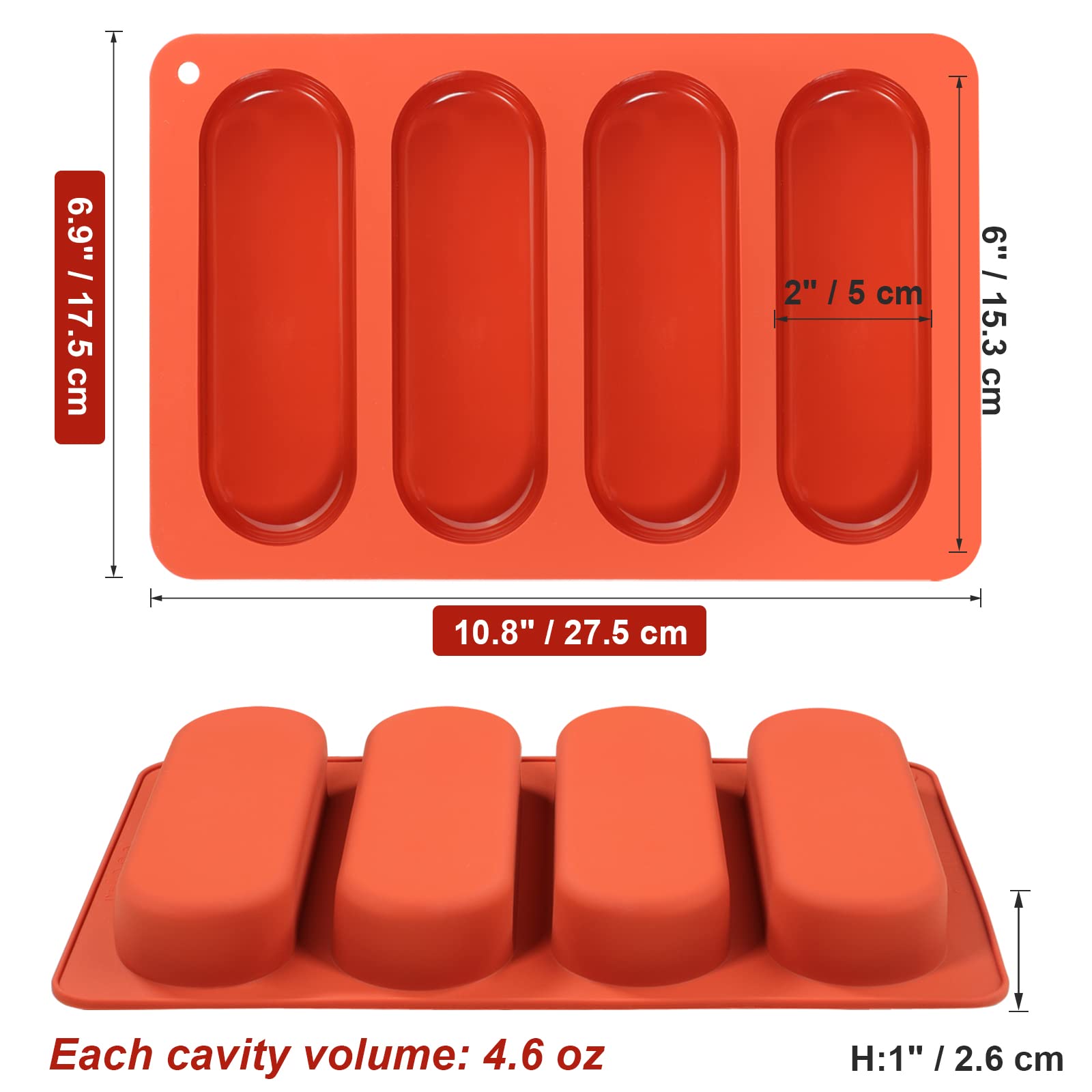 Webake Hot Dog Bun Pan, 2 Pack Silicone Hotdog Bun Molds Nonstick Bread Forms Mini Baguette Sandwich Baking Tray For Hot Dog Bun